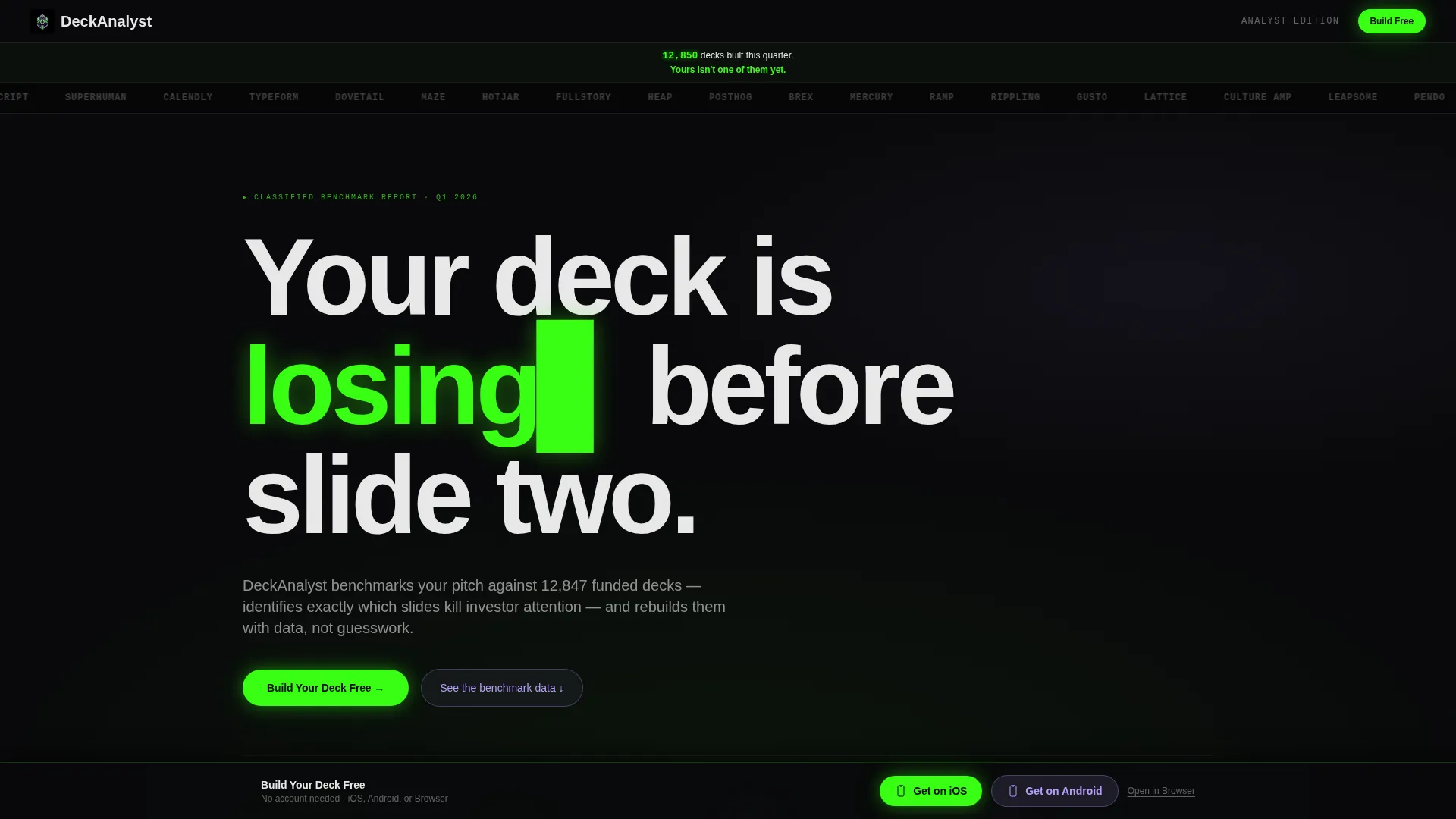 SaaS Pitch Deck Landing Page Template
