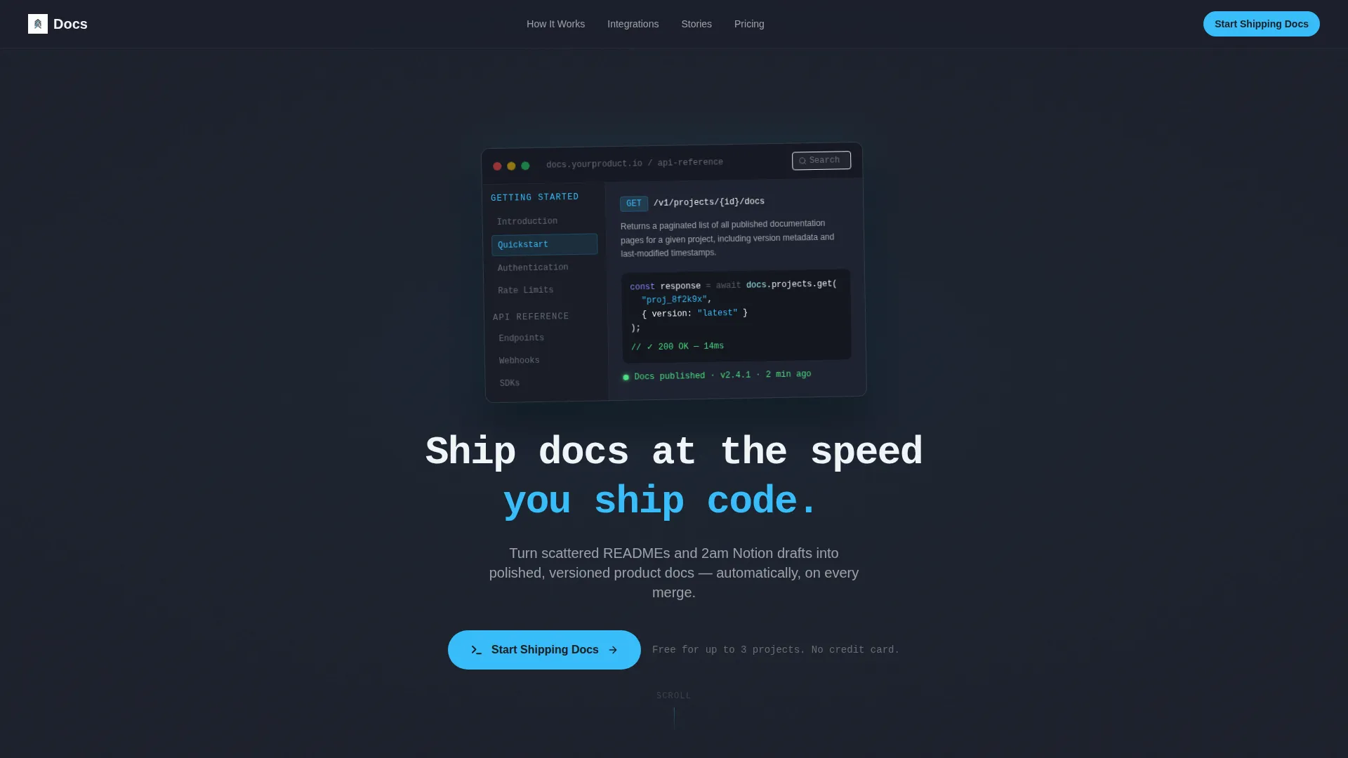 SaaS Product Documentation Landing Page Template