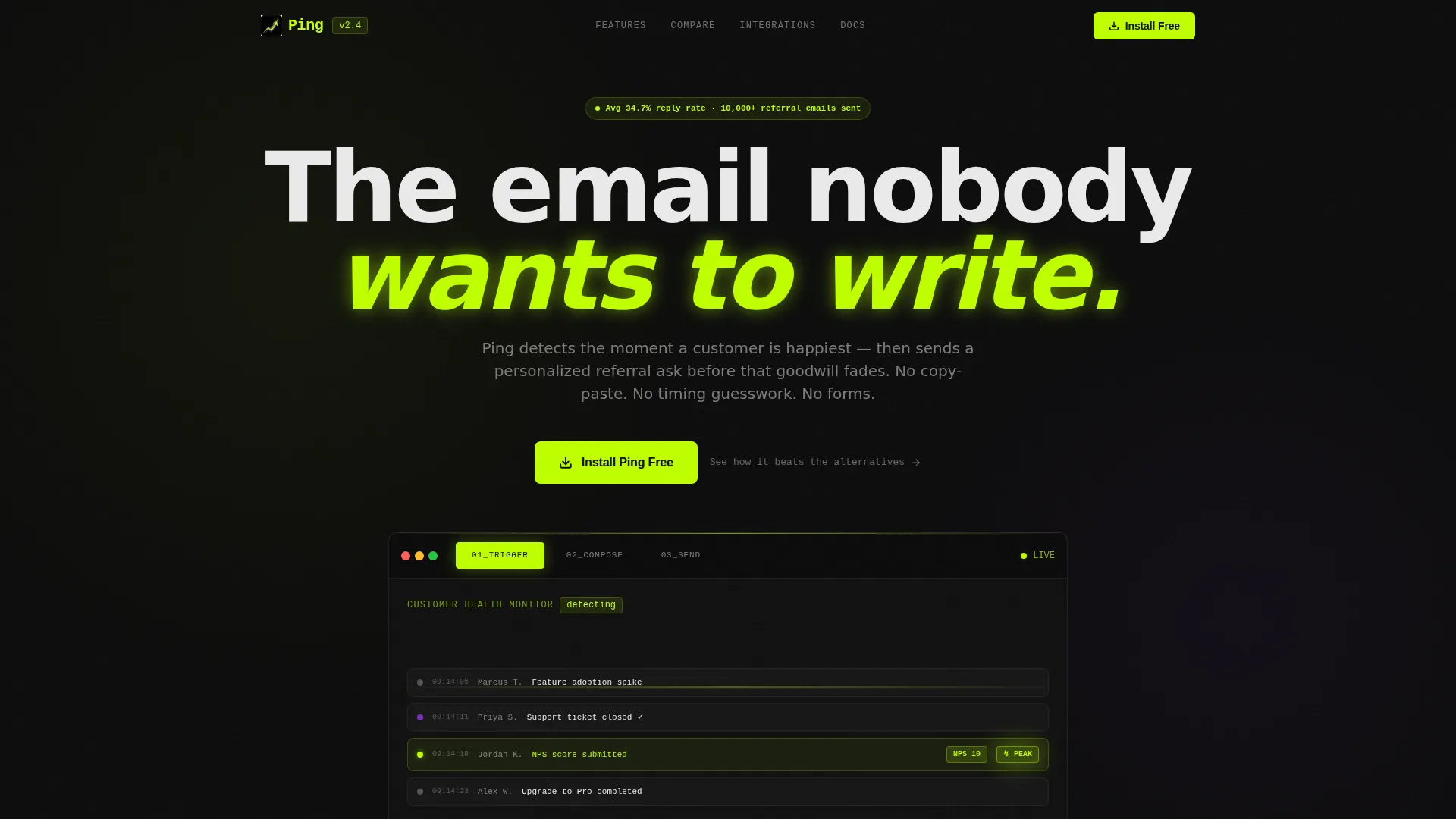 Dynamic SaaS Referral Request Email Landing Page