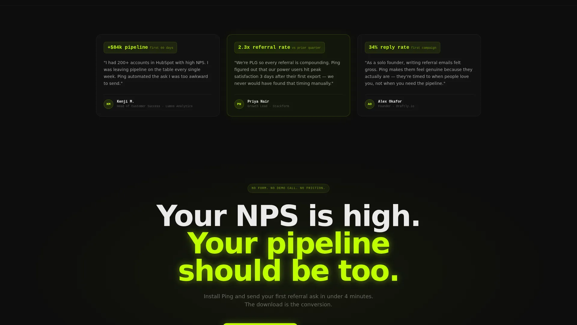 Dynamic SaaS Referral Request Email Landing Page