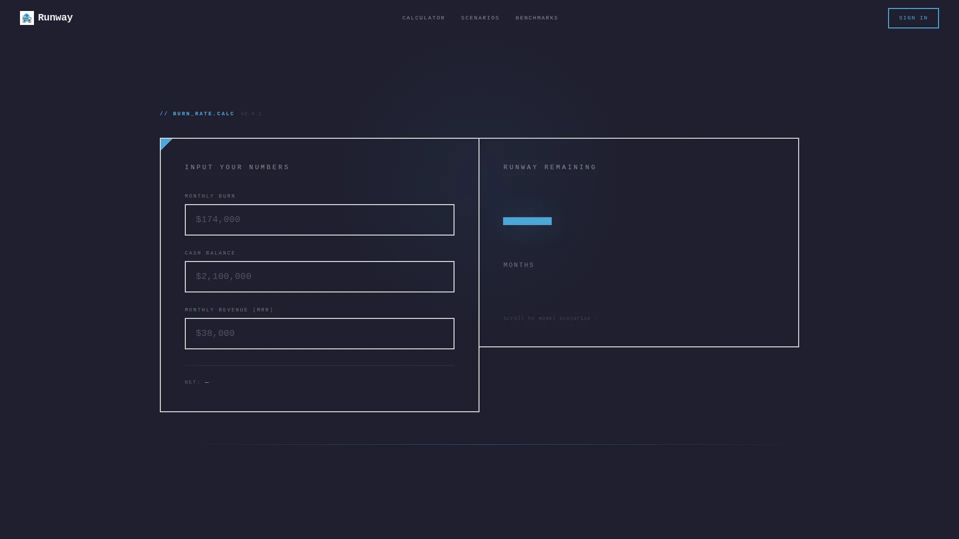 SaaS Burn Rate Calculator Landing Page Template