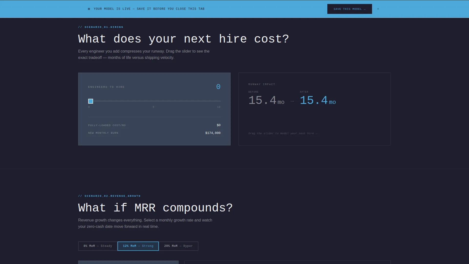 SaaS Burn Rate Calculator Landing Page Template