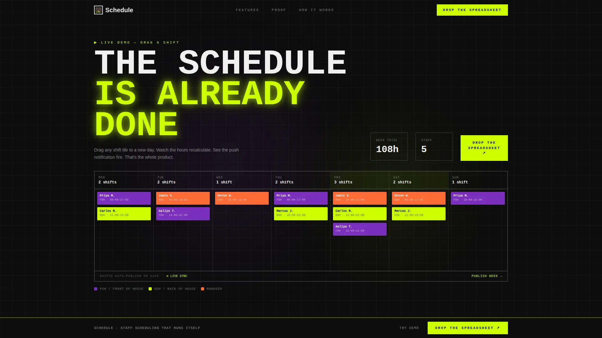 SaaS Staff Scheduling Bento Grid Landing Page