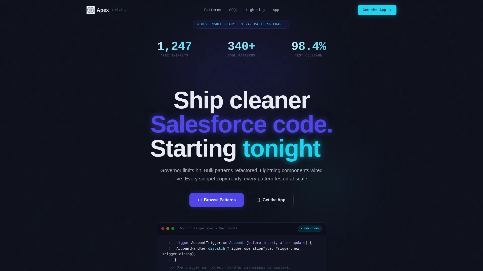Salesforce Developer Blog Bento Grid Landing Page
