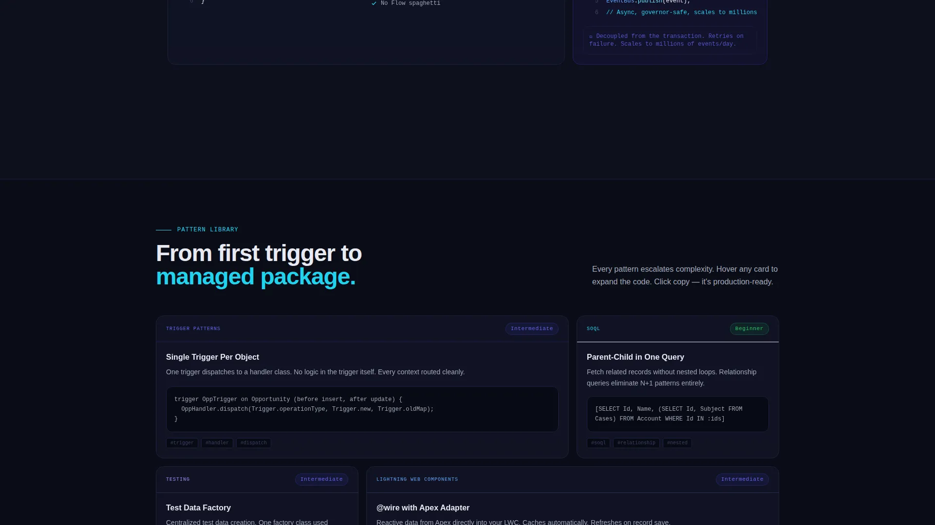 Salesforce Developer Blog Bento Grid Landing Page