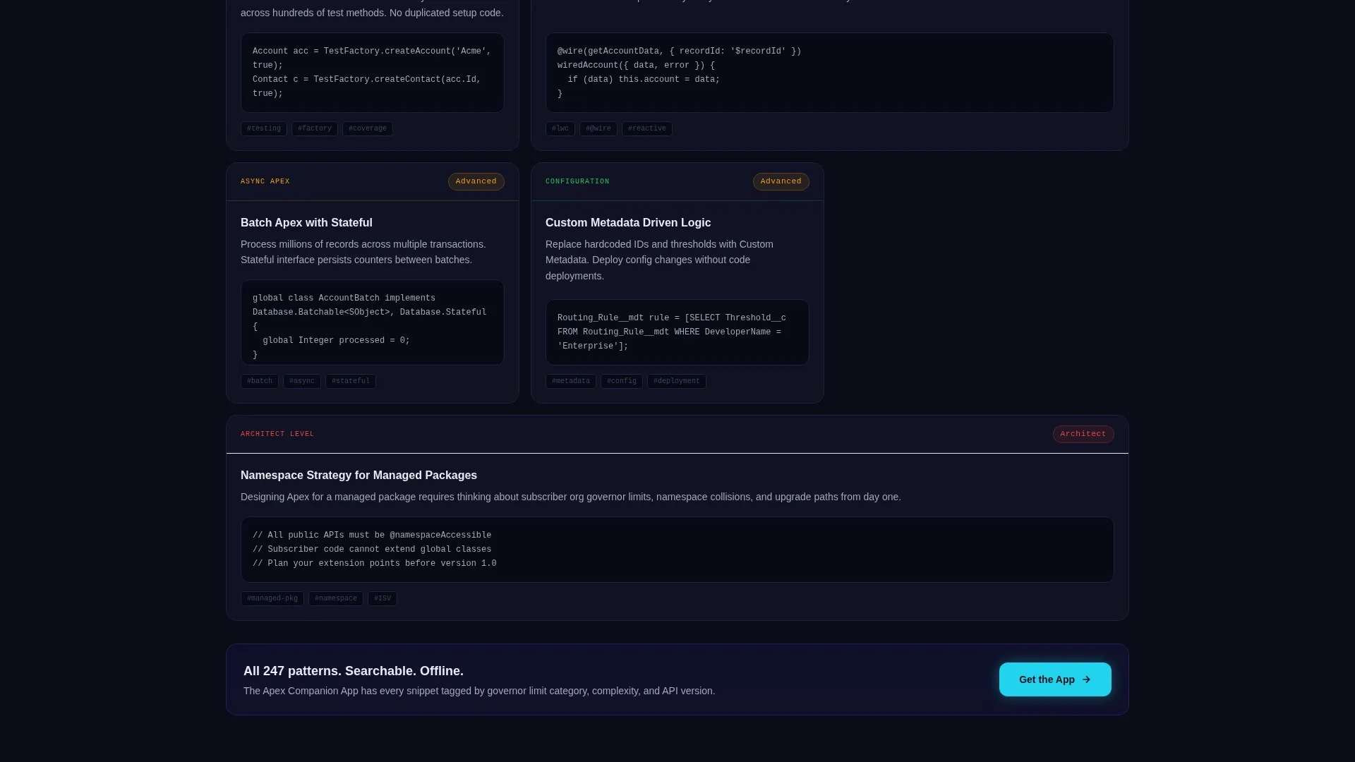 Salesforce Developer Blog Bento Grid Landing Page
