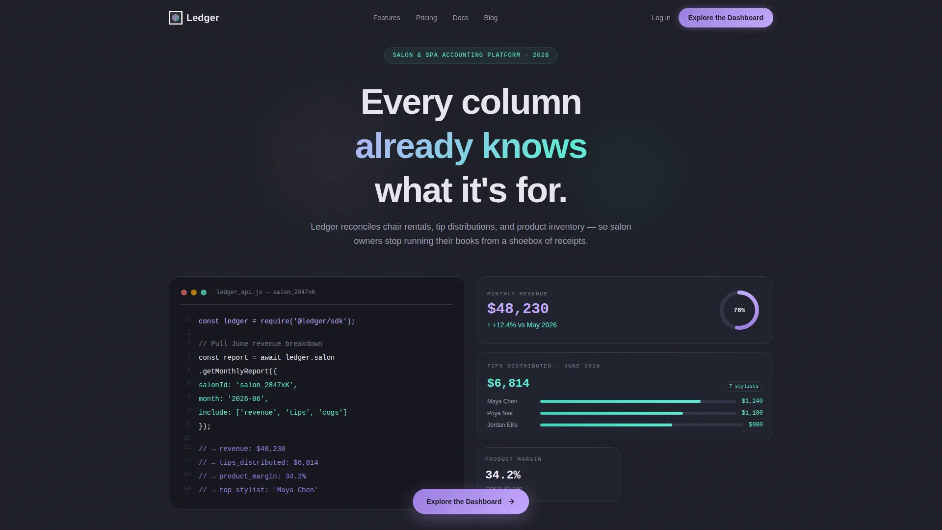 Salon & Spa Accounting Software Landing Page