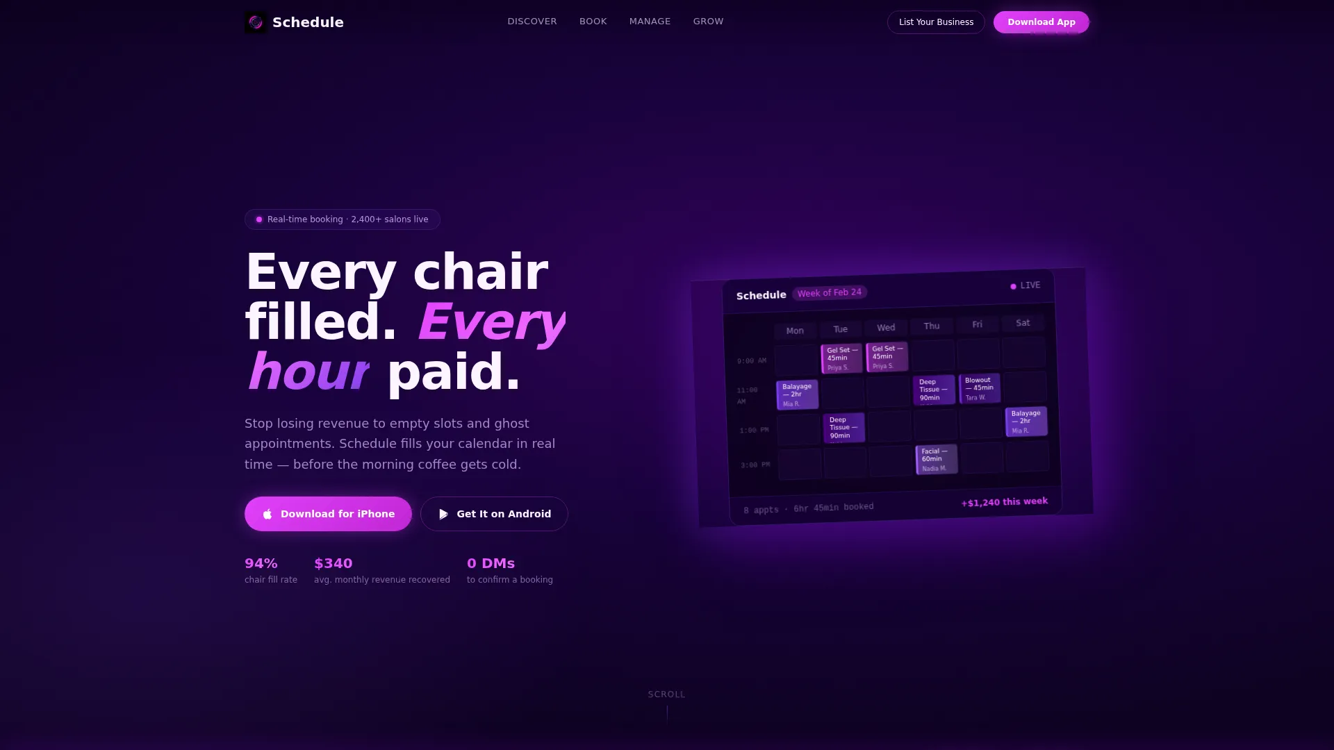 Salon & Spa Appointment Scheduling Landing Page