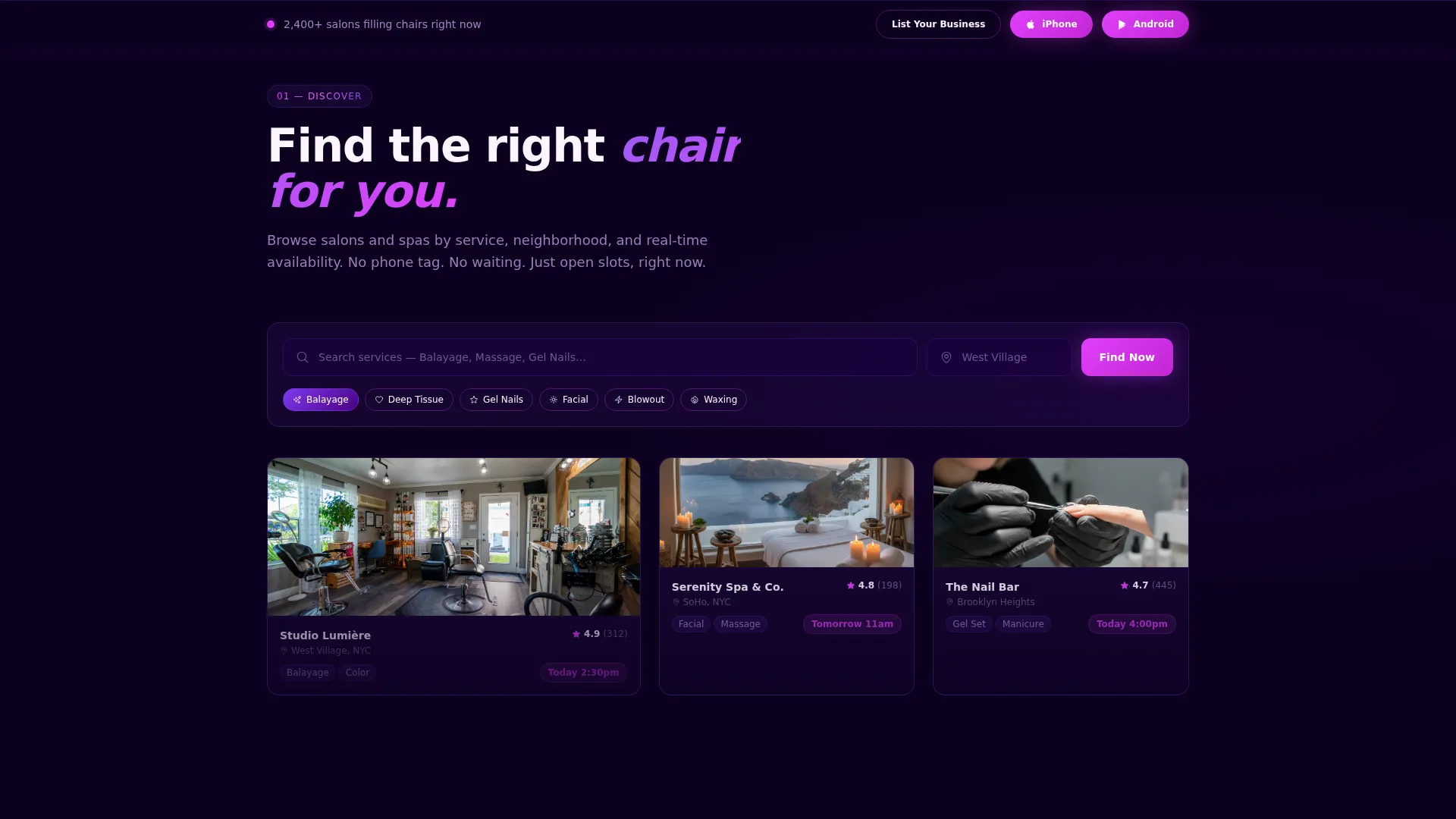 Salon & Spa Appointment Scheduling Landing Page