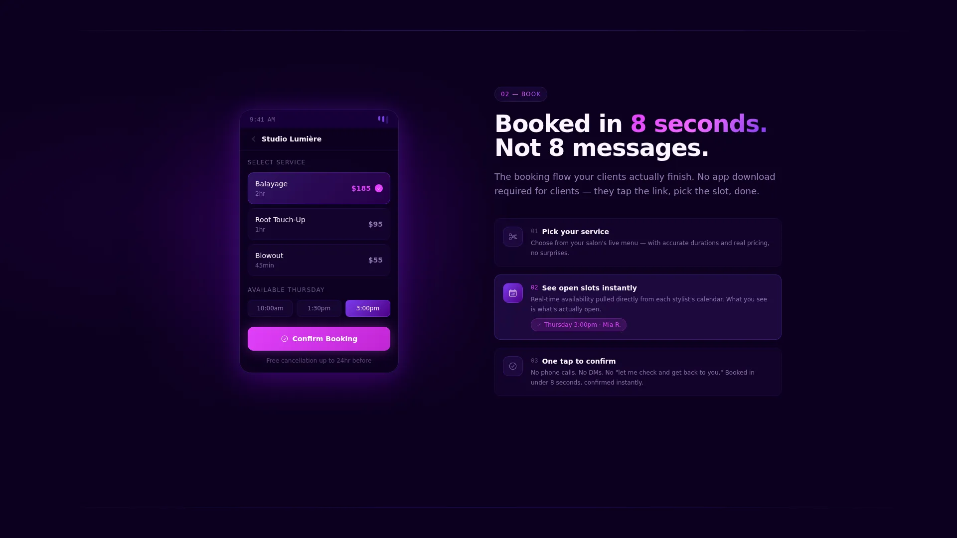 Salon & Spa Appointment Scheduling Landing Page