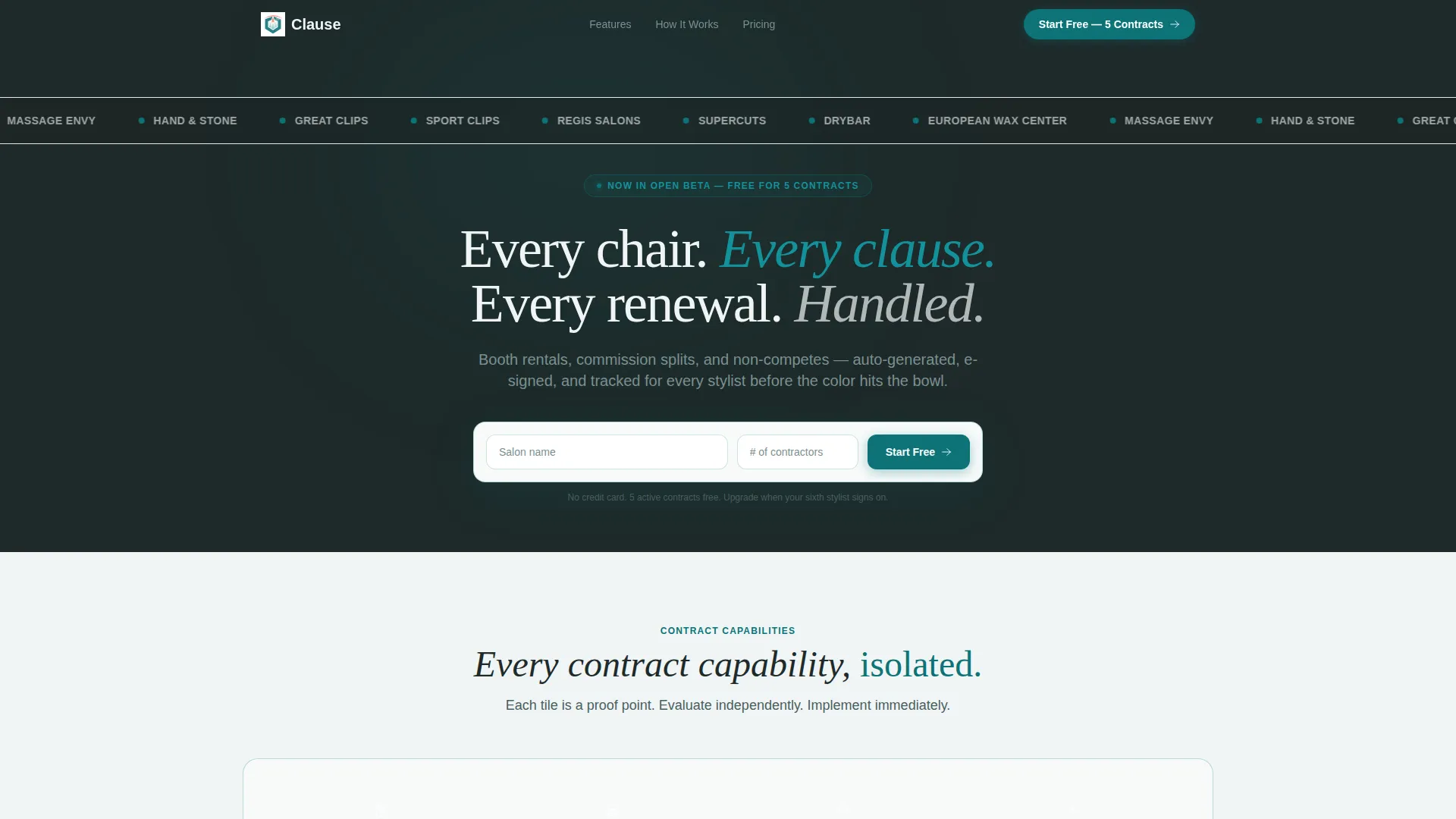 Salon & Spa Contract Management Landing Page Template