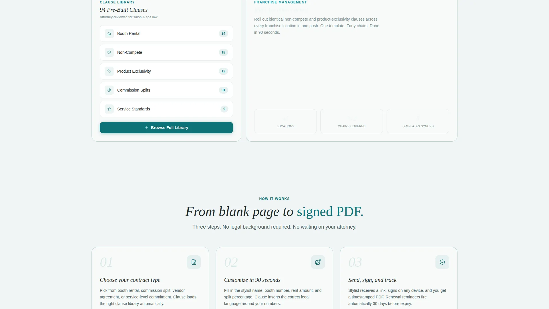 Salon & Spa Contract Management Landing Page Template