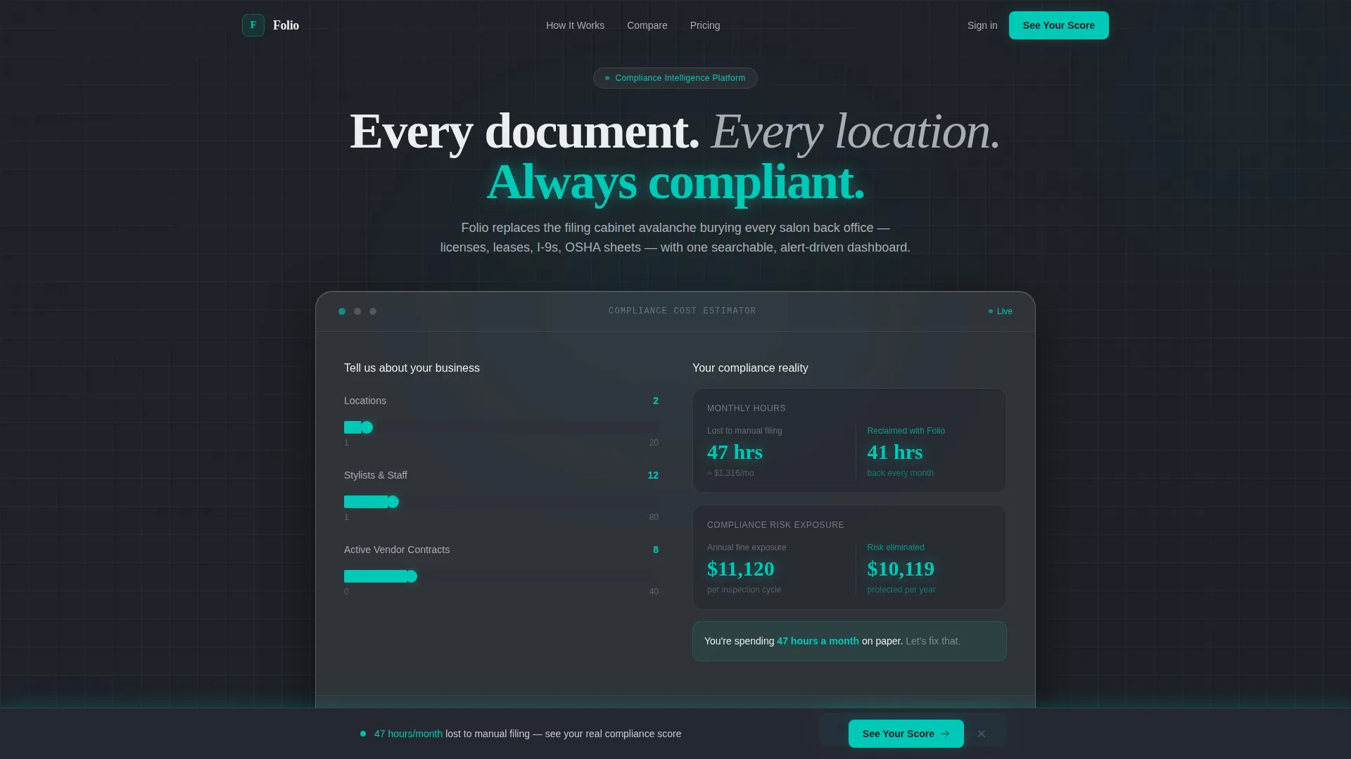 Salon & Spa Compliance Document Management Landing Page