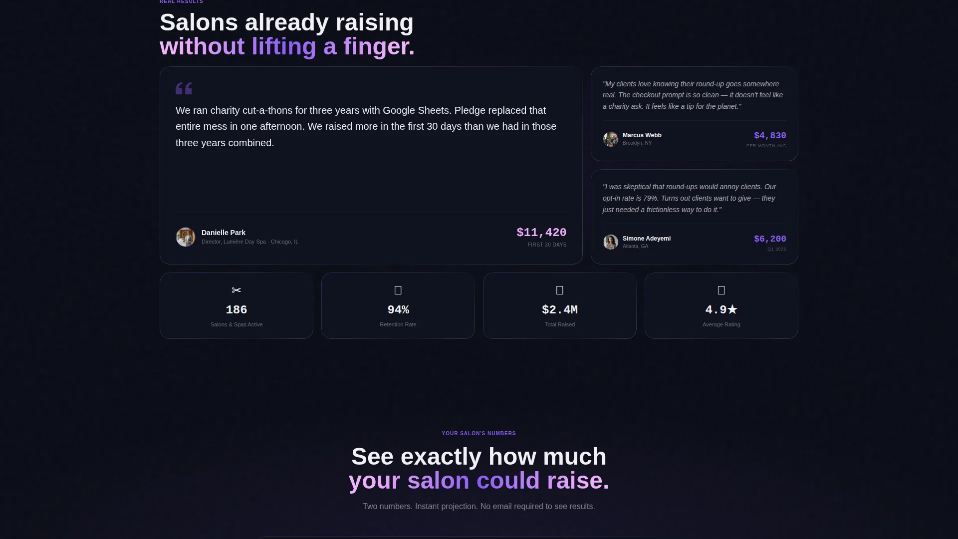 Salon & Spa Donor Management Landing Page Template