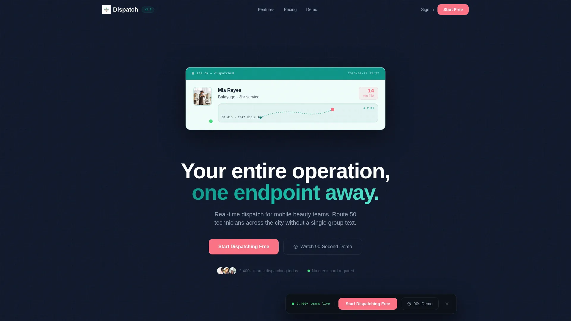Swift Operations Landing Page Template