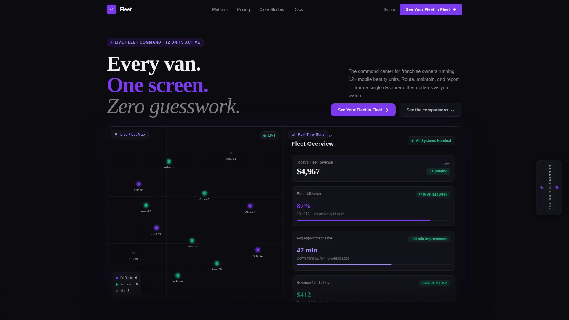 Mobile Salon & Spa Fleet Management Landing Page