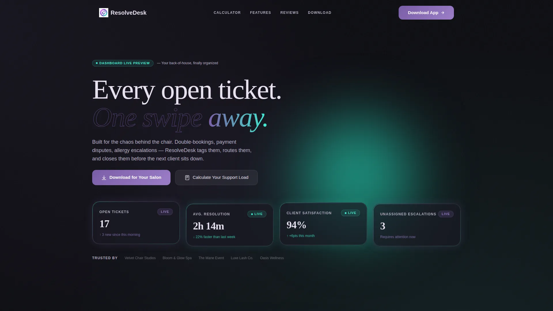 Salon & Spa Help Desk Landing Page Template