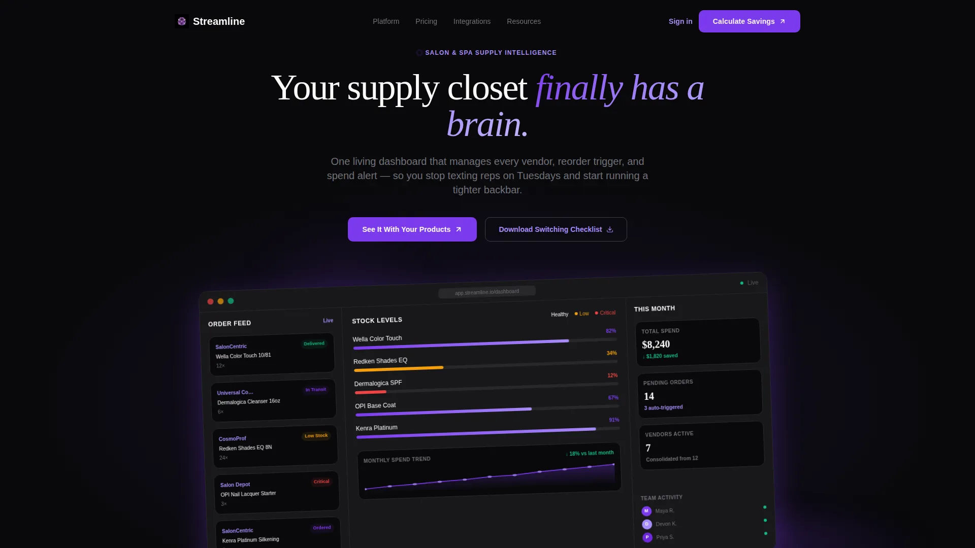 Salon & Spa Order Management Landing Page Template
