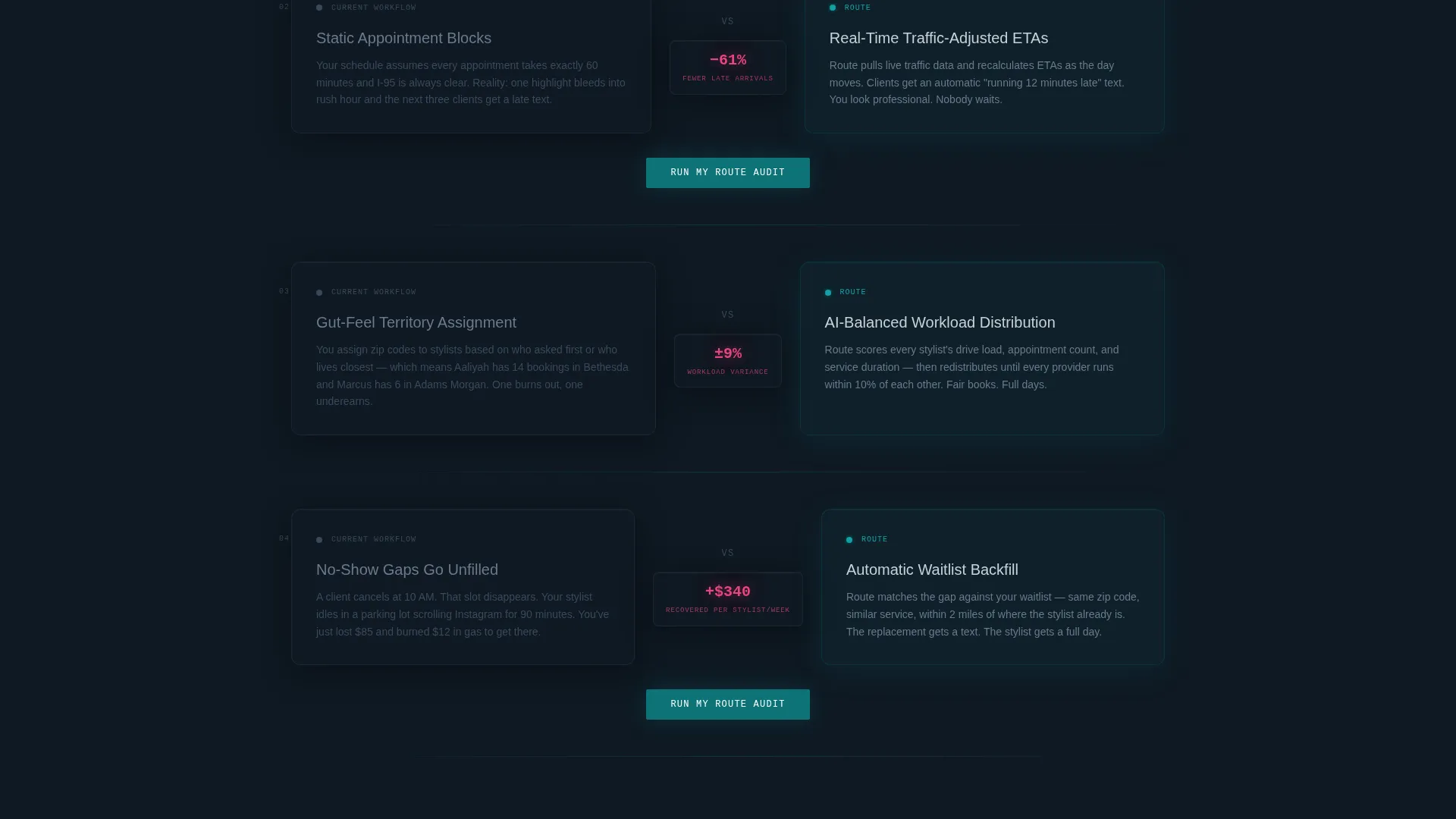 Salon & Spa Route Optimization Landing Page Template