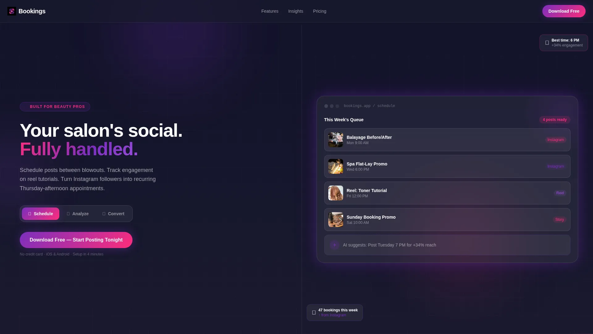 Salon & Spa Social Media App Landing Page Template