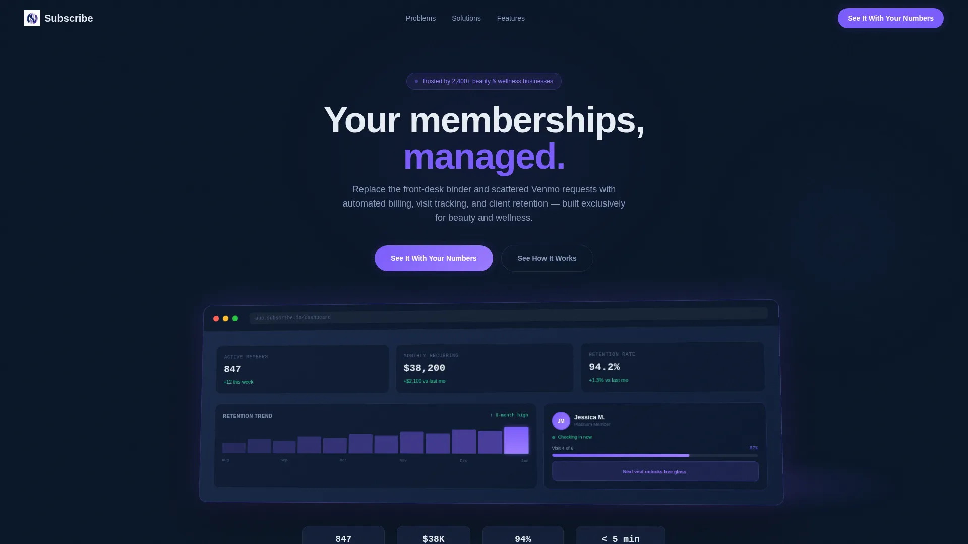& Spa Subscription Management Landing Page Template