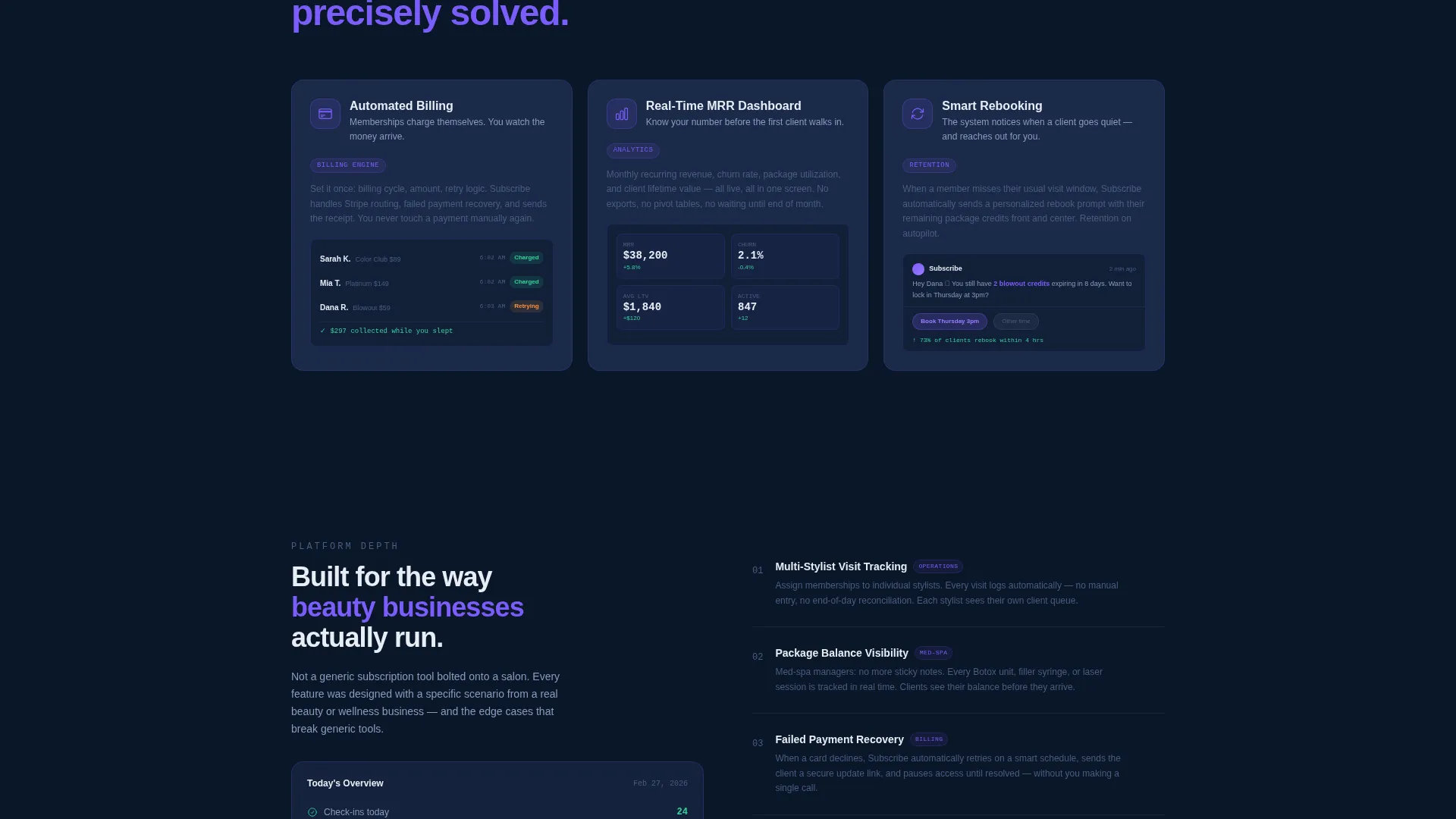 & Spa Subscription Management Landing Page Template