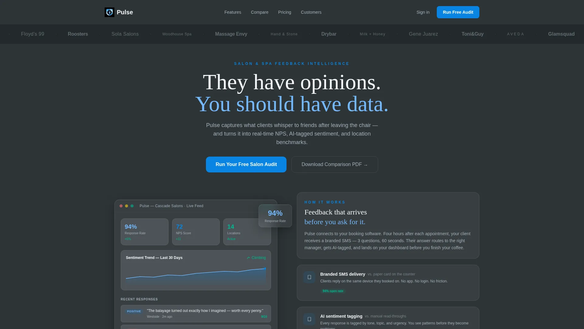 Salon & Spa Feedback Platform Landing Page Template