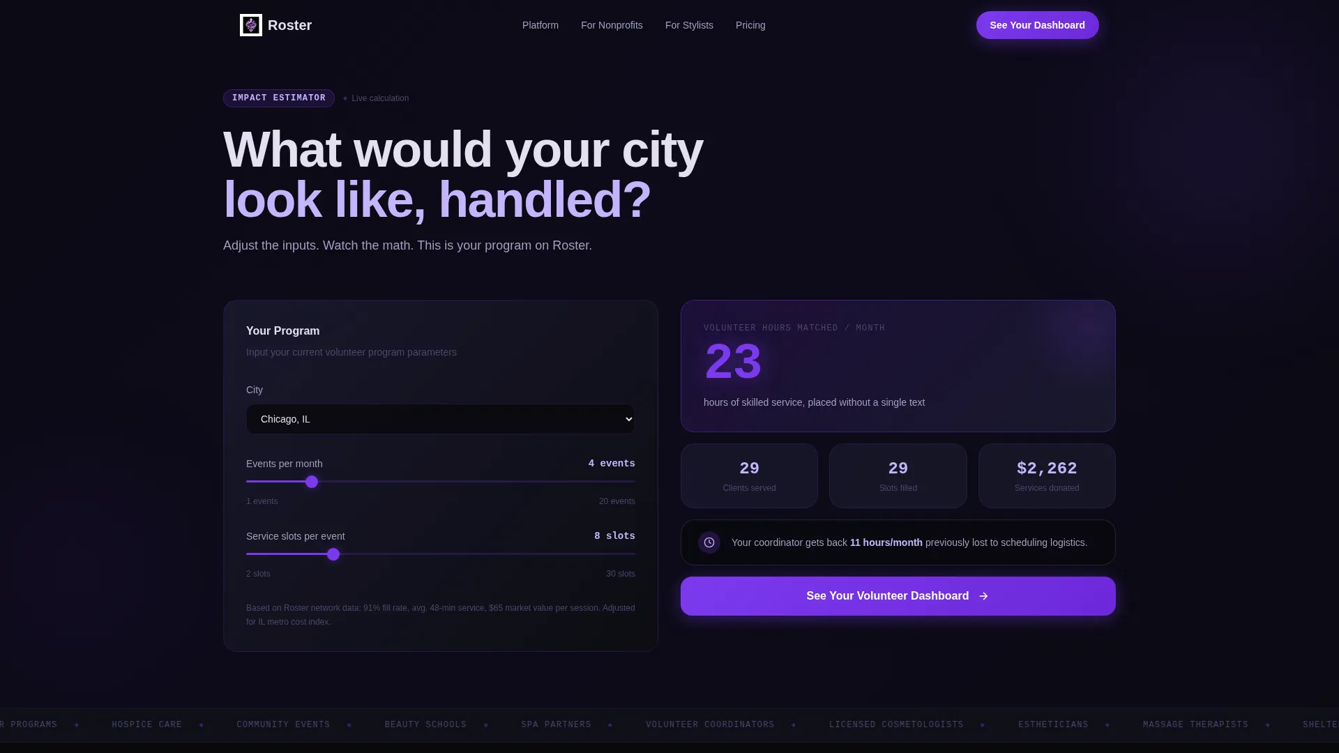 Salon & Spa Volunteer Management Landing Page