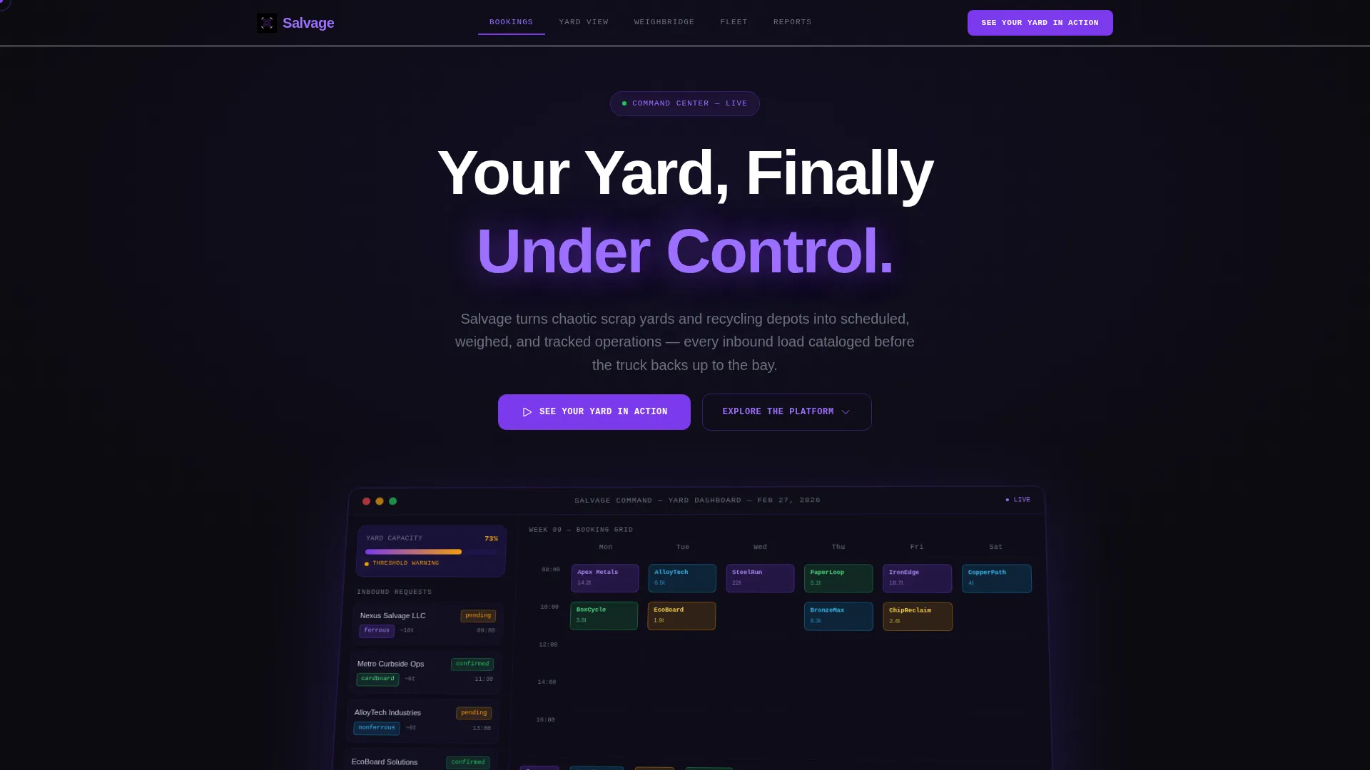 Recycling Booking System Landing Page Template