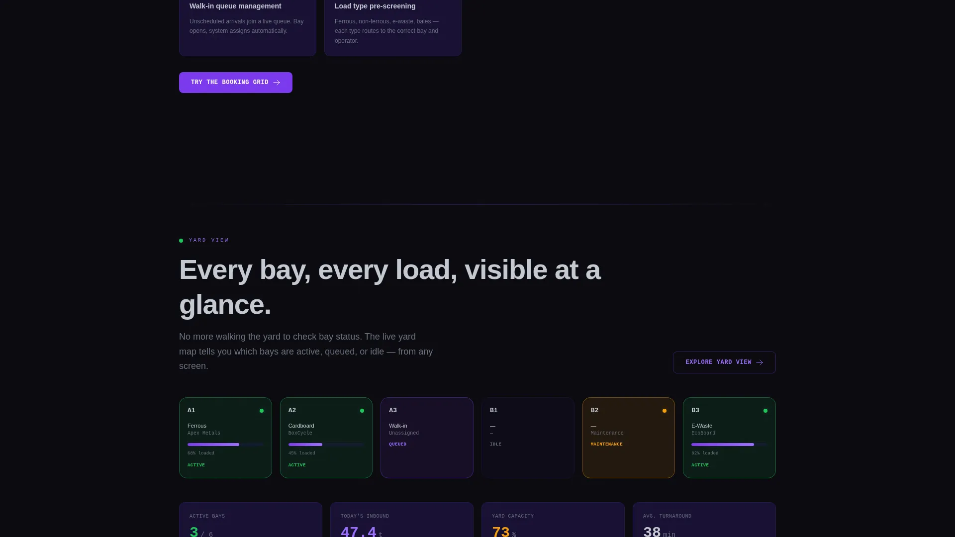 Recycling Booking System Landing Page Template