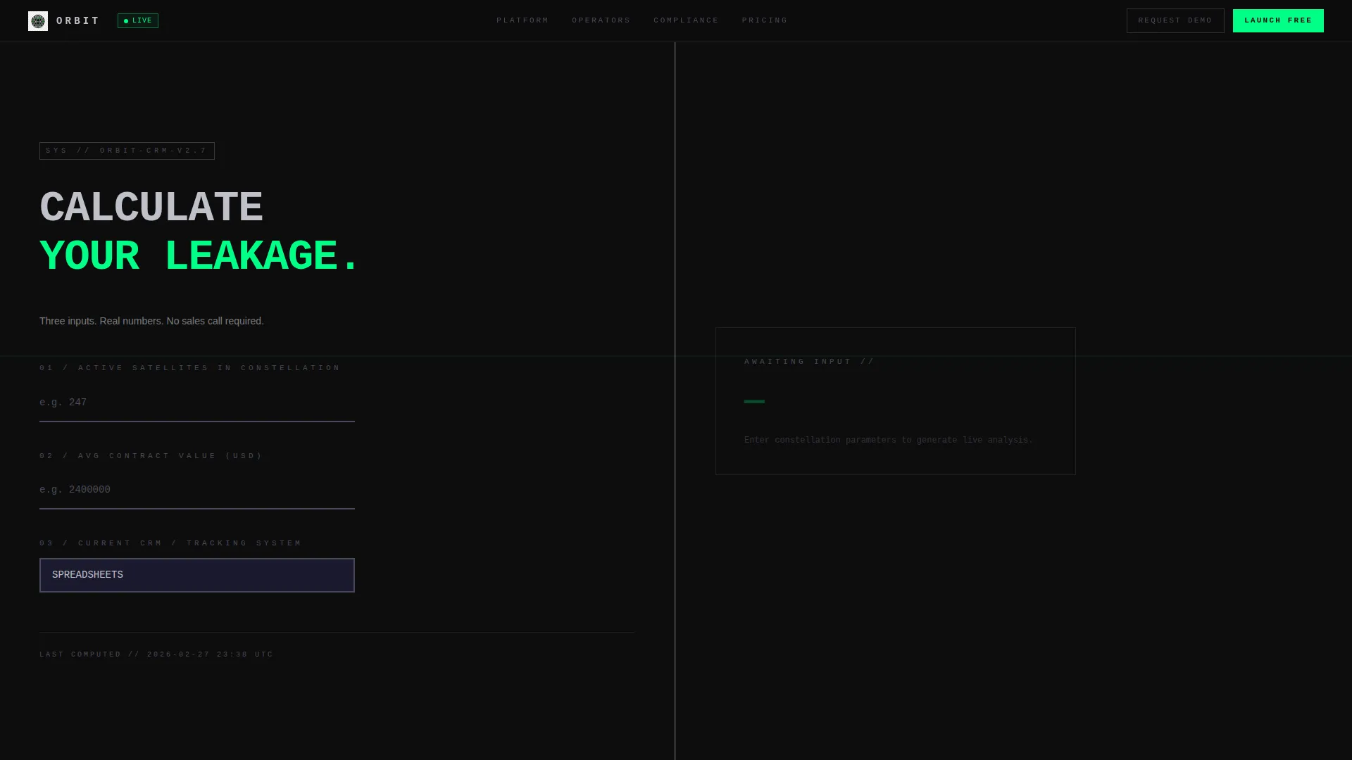 Brutalist Satellite CRM Landing Page Template