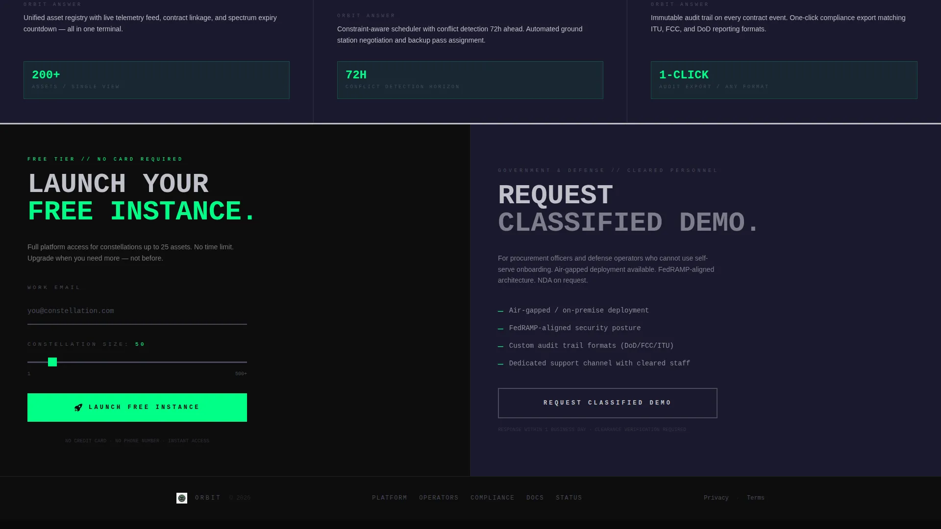 Brutalist Satellite CRM Landing Page Template