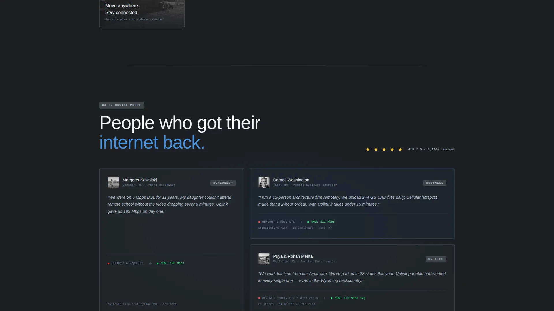 Satellite Internet Landing Page Template | Bento Grid