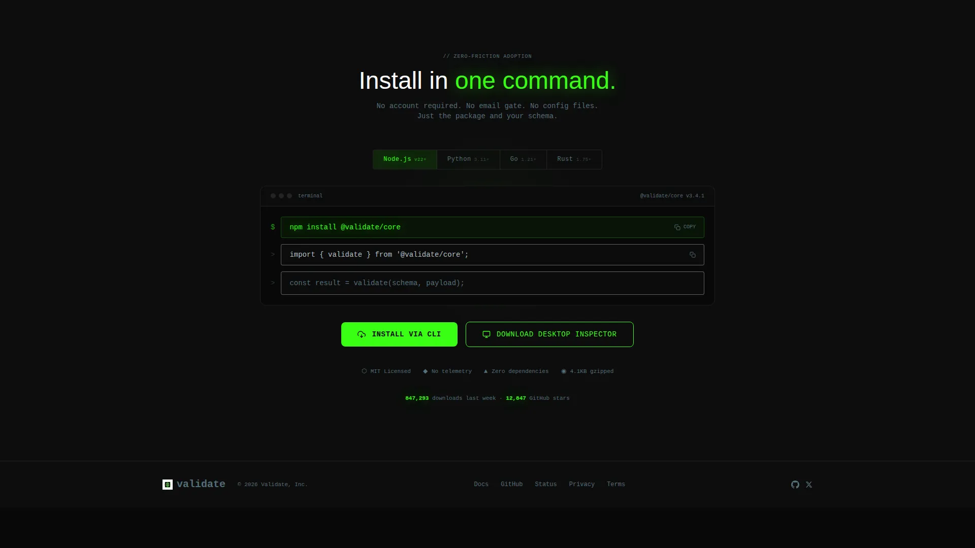 Schema Validation Landing Page Template