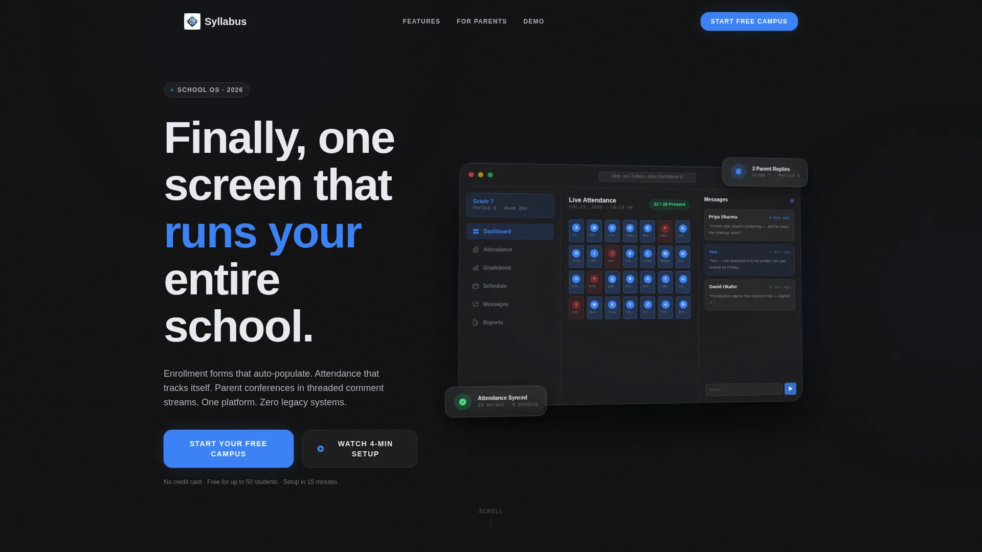 School Management Platform Landing Page Template