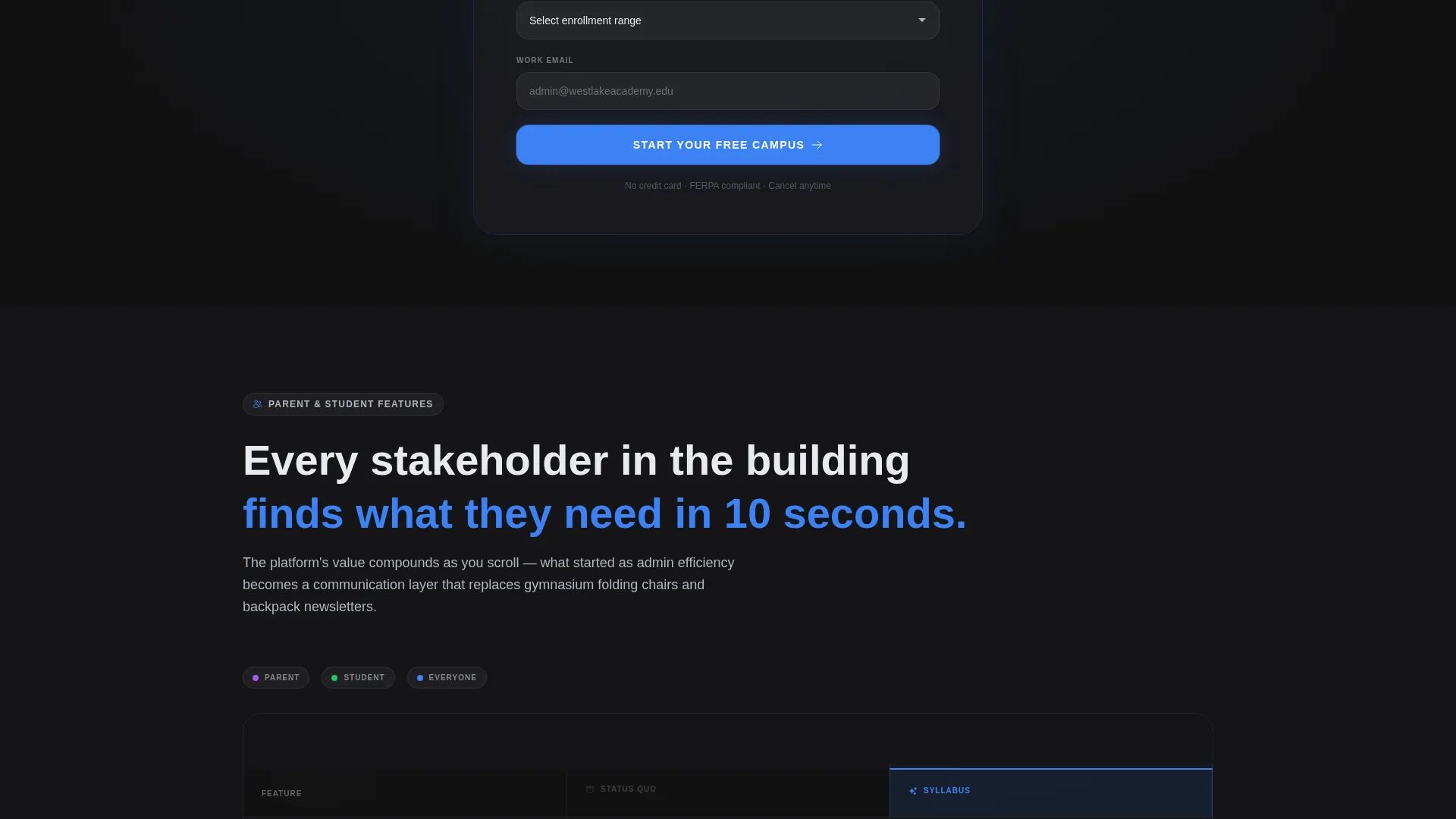 School Management Platform Landing Page Template