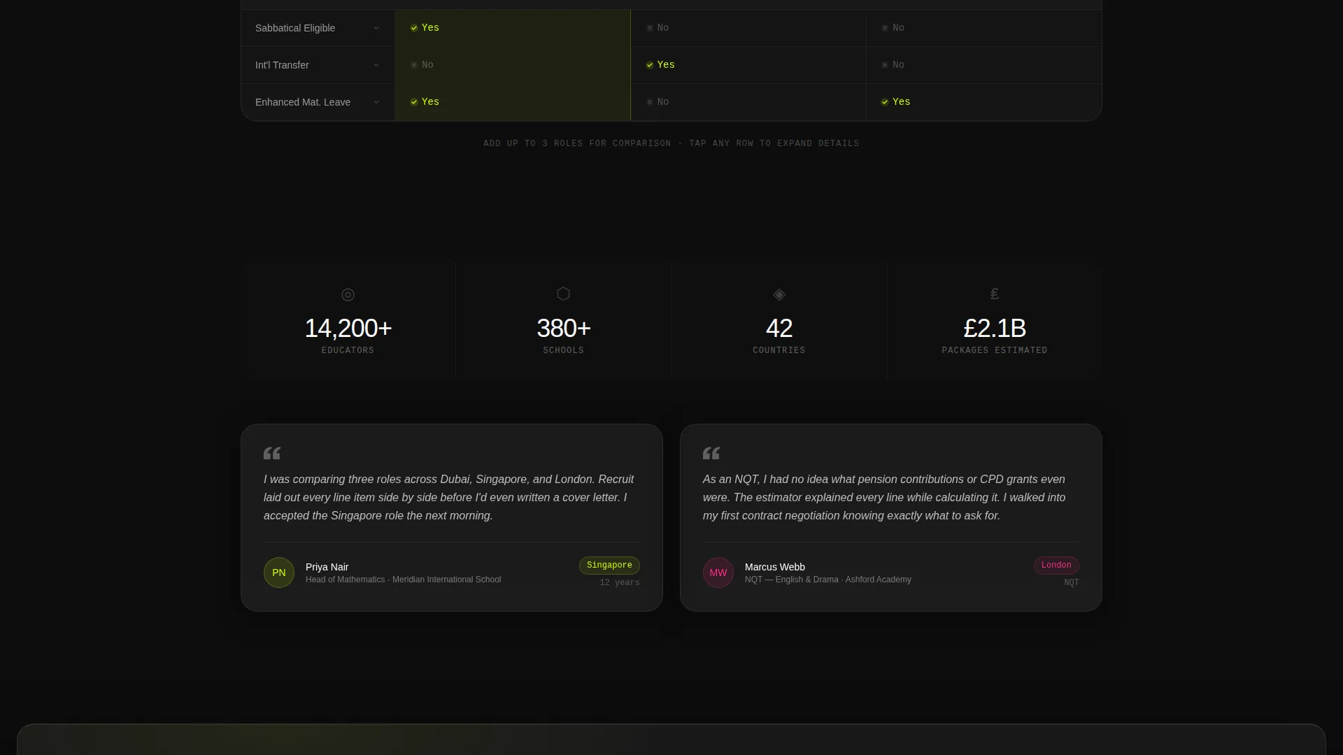 School Careers Landing Page with Salary Estimator