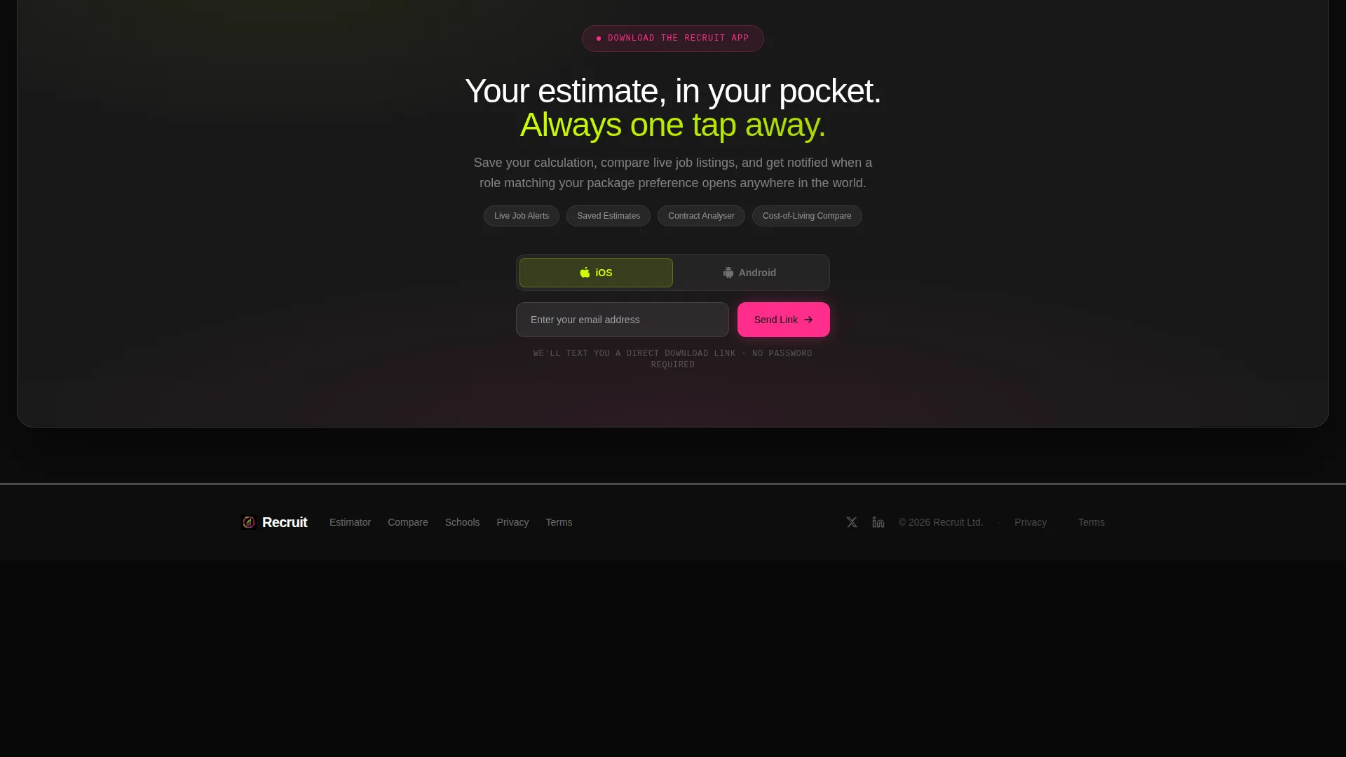 School Careers Landing Page with Salary Estimator