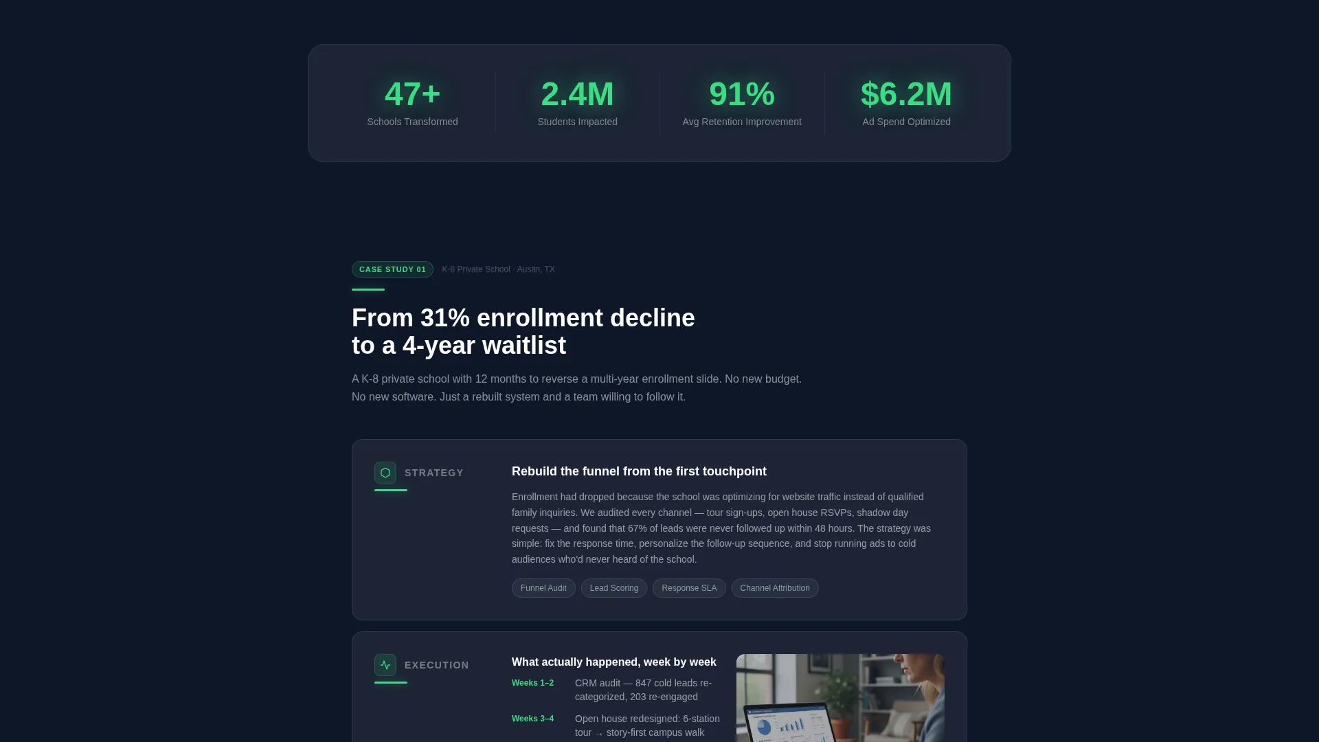 School & Academy Case Study Landing Page Template