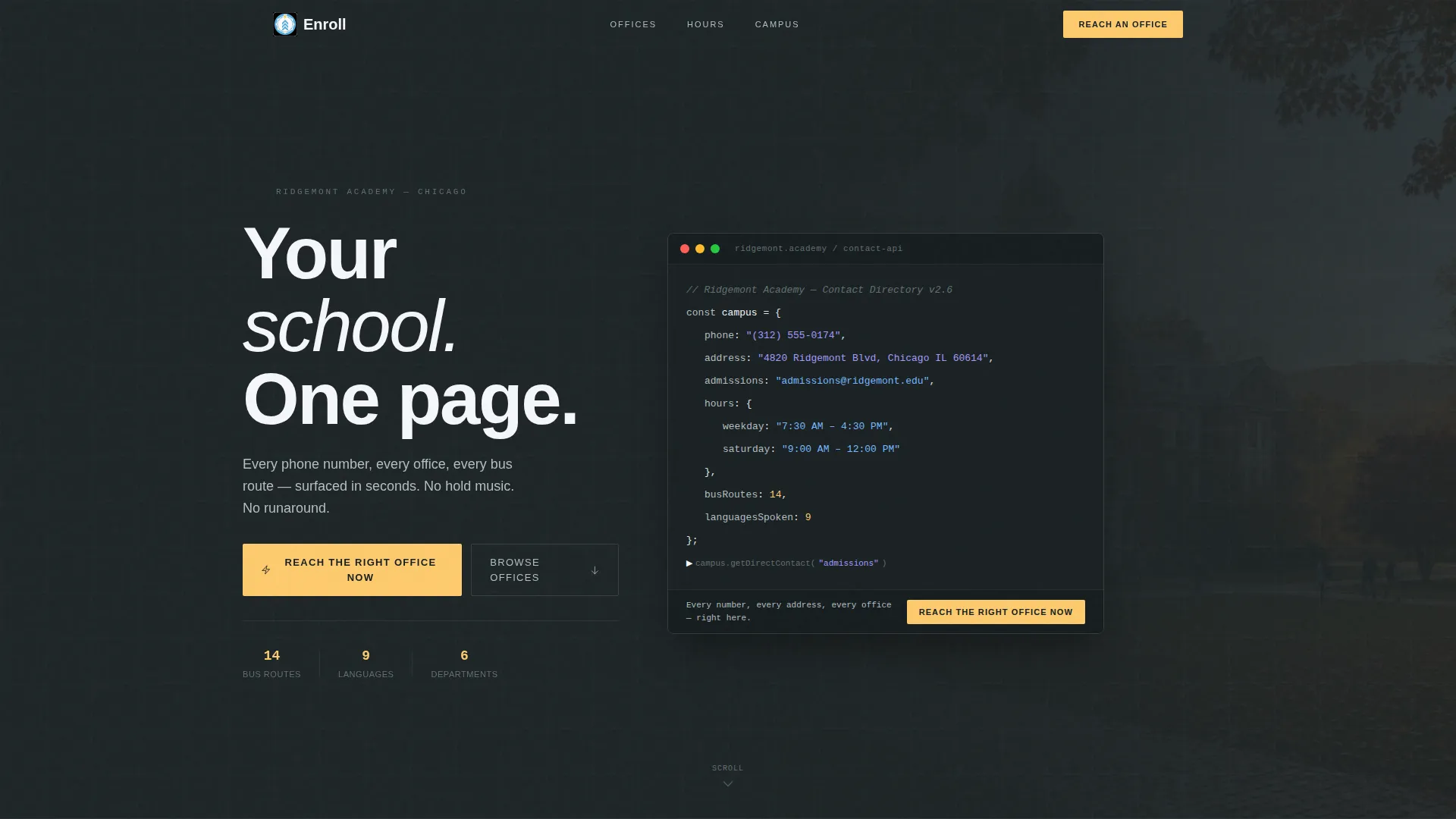 School & Academy Contact Landing Page Template