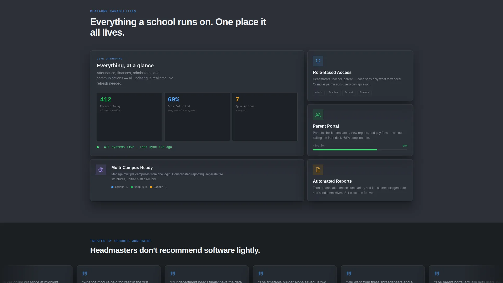School Landing Page Template | Dashboard Pro Theme