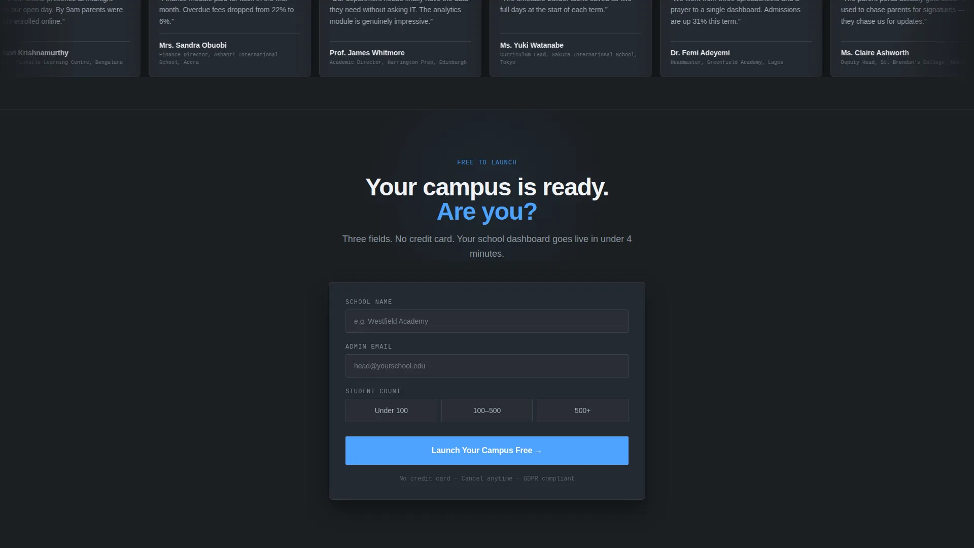 School Landing Page Template | Dashboard Pro Theme