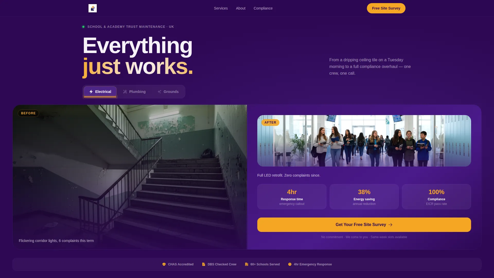 School & Academy Maintenance Landing Page Template
