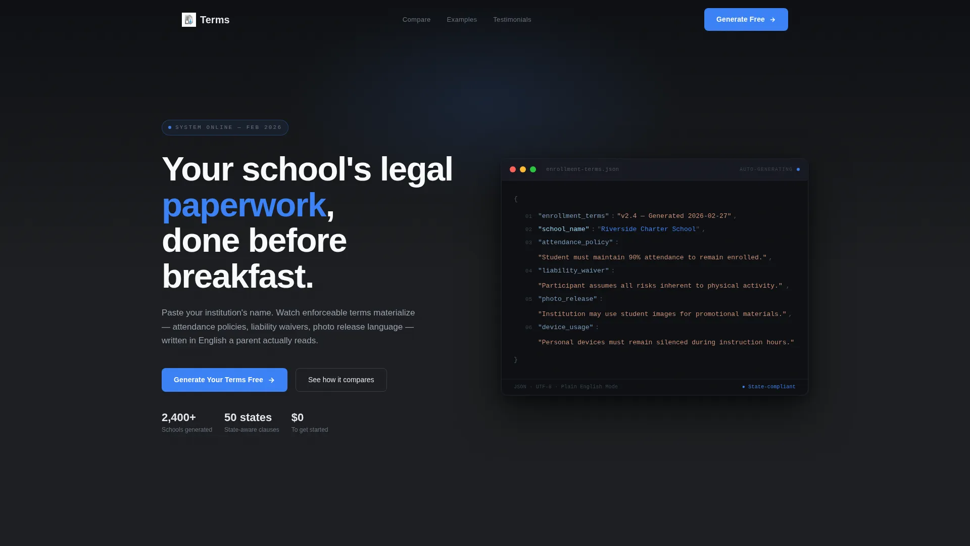 Instant School Landing Page Template