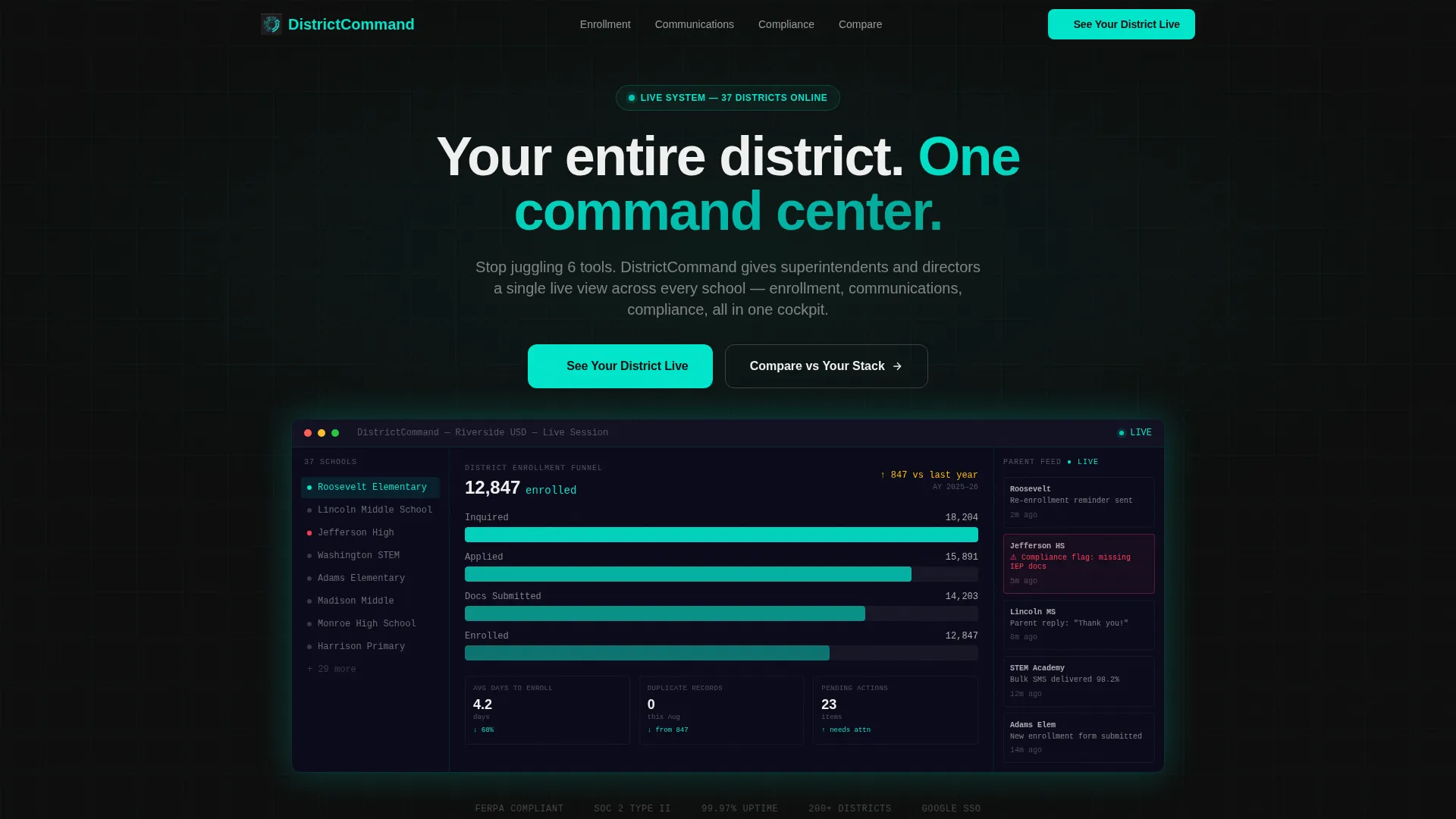 School District CRM Landing Page Template