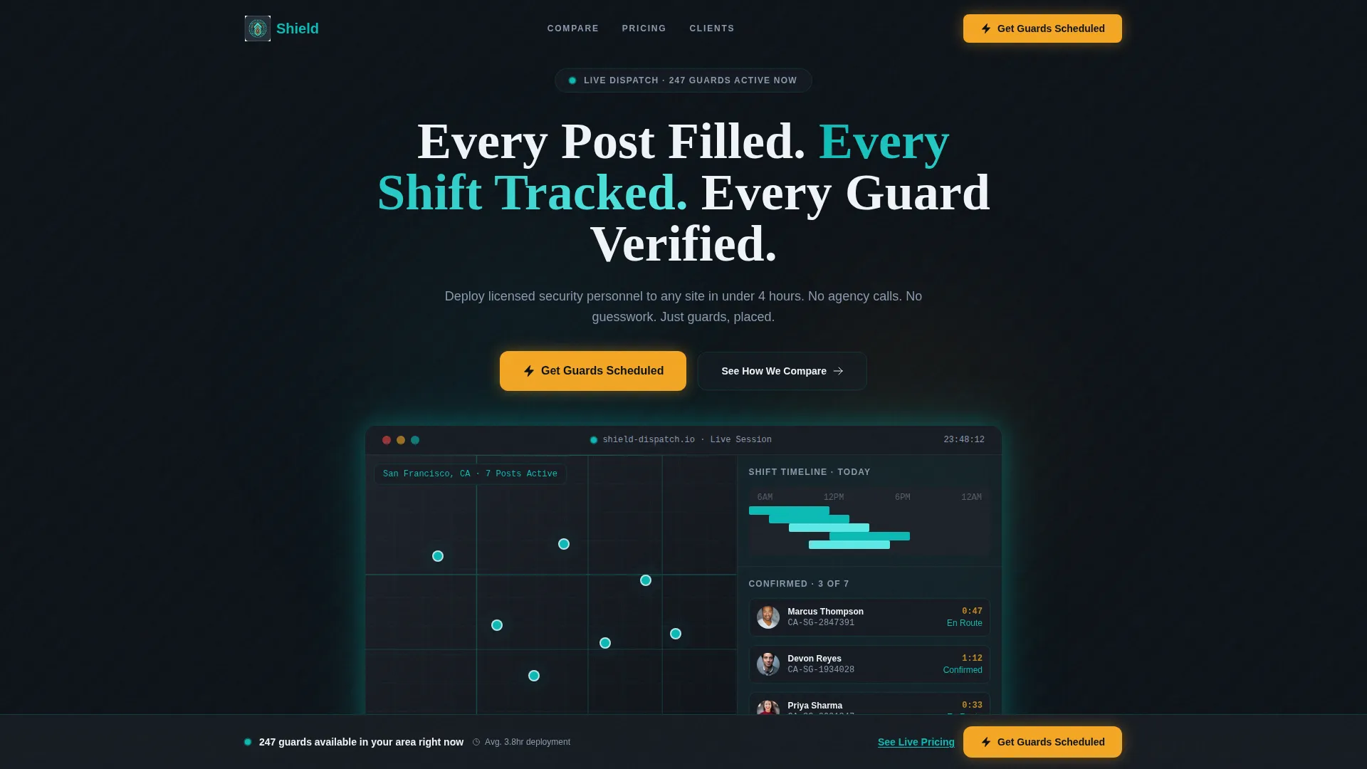Security Guard Vertical SaaS Booking Website Template