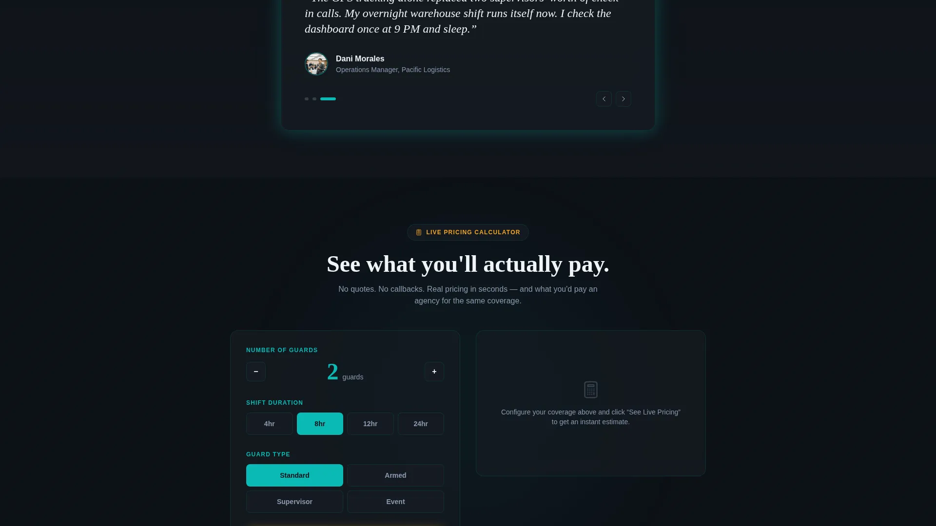 Security Guard Vertical SaaS Booking Website Template