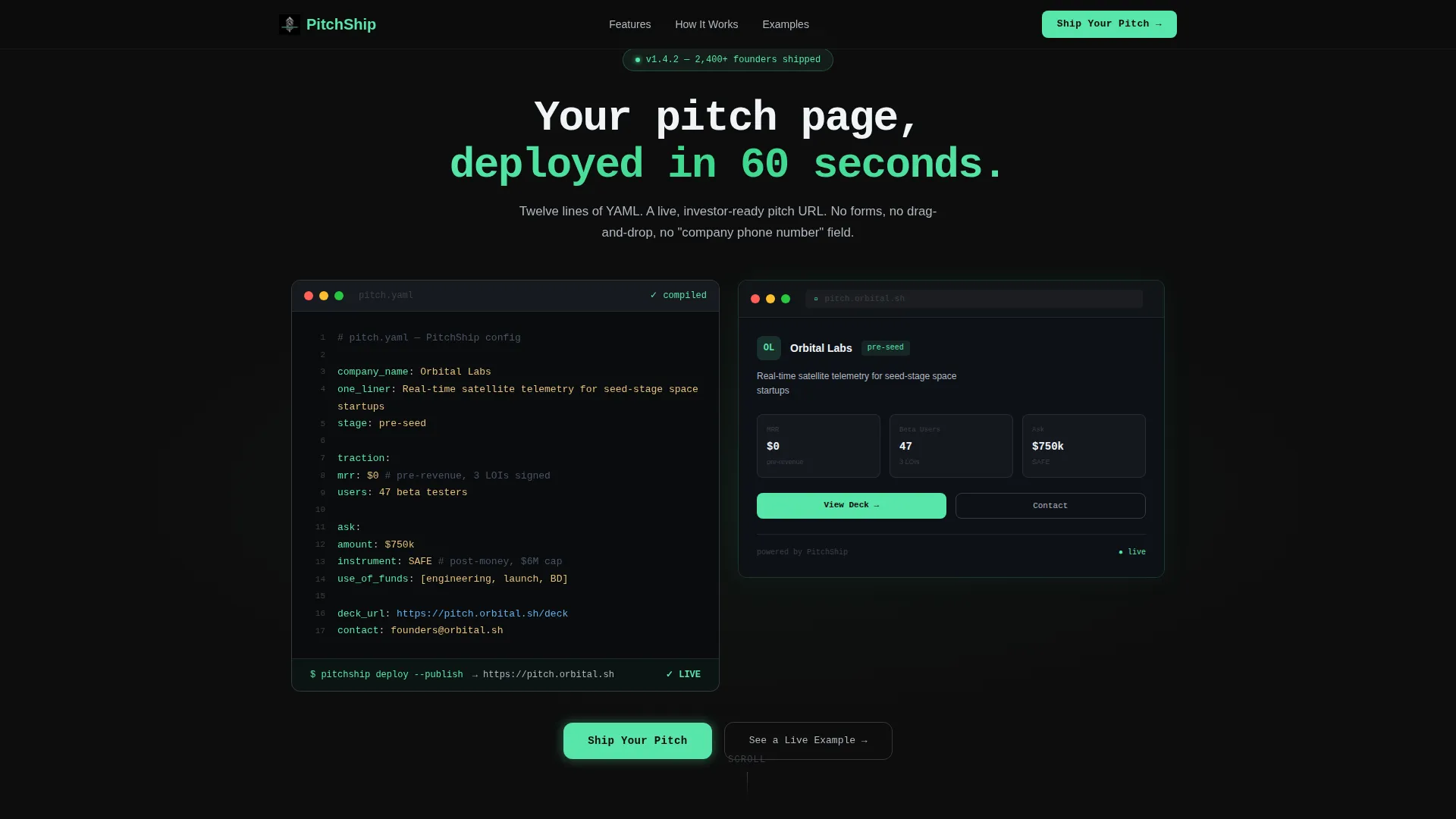 Seed Stage Pitch Landing Page Template
