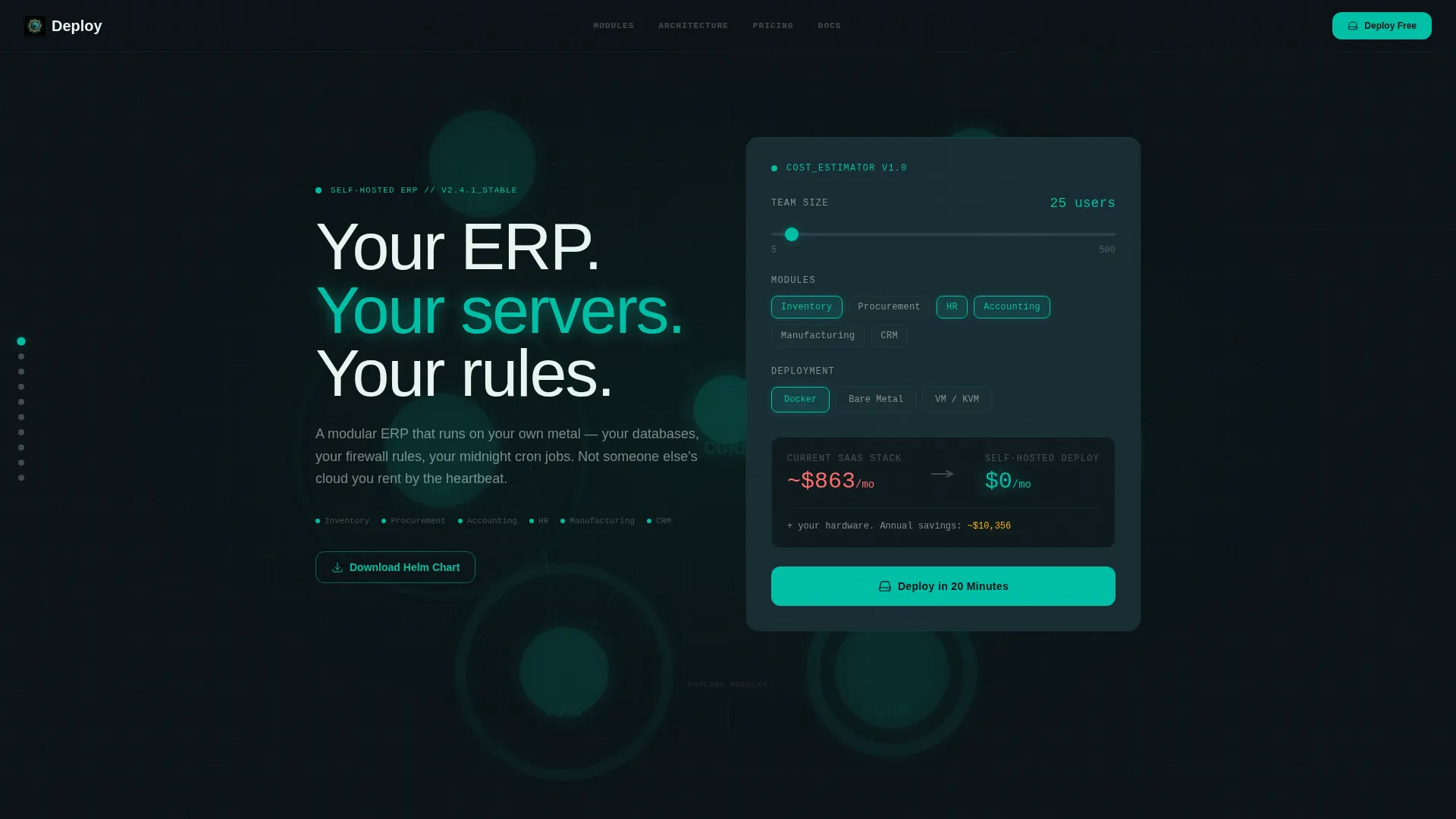 Self-Hosted ERP Landing Page Template