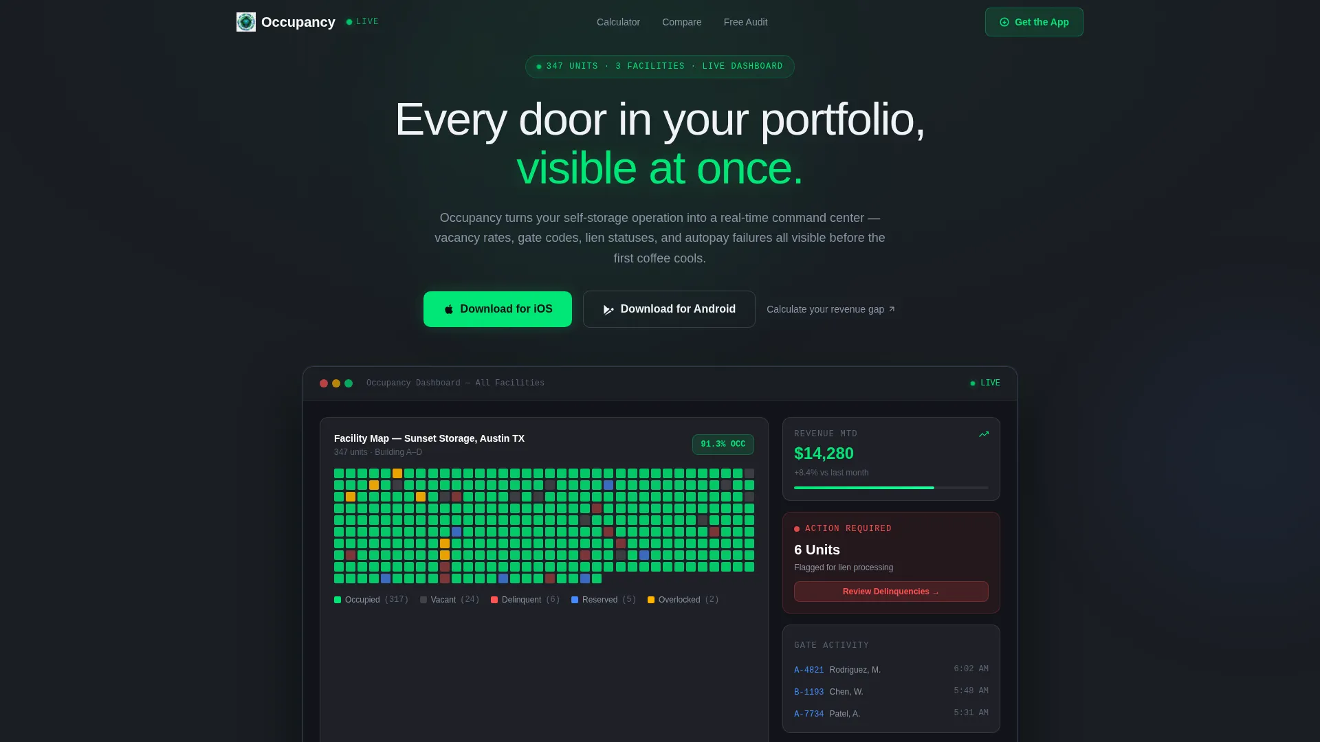 Self-Storage Vertical SaaS Specialist Cost Calculator Website Template